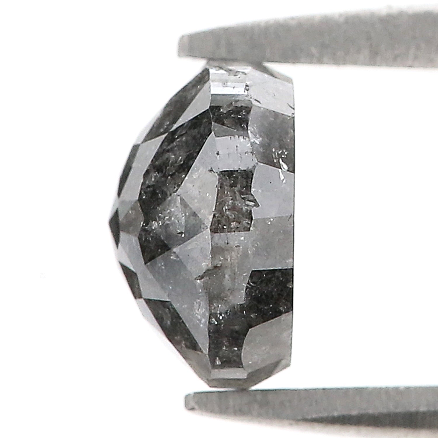 1.77 Ct Natural Loose Round Rose Cut Diamond Salt And Pepper Round Shape Diamond 6.95 MM Natural Black Grey Round Rose Cut Diamond LQ9888