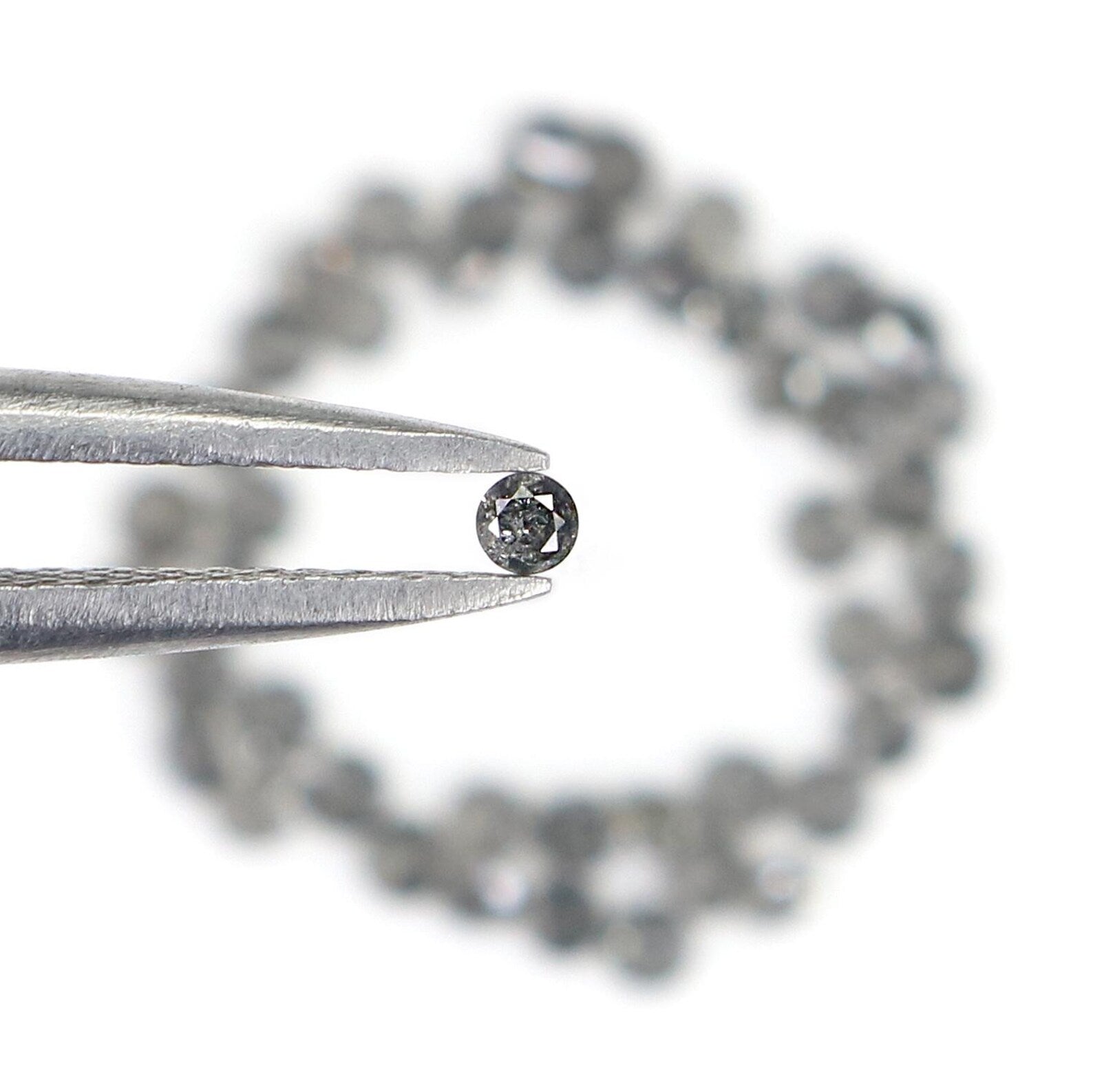 1.07 CT Natural Loose Round Shape Diamond Salt And Pepper Round Diamond 1.70 MM Natural Loose Black Grey Round Brilliant Cut Diamond NQ703