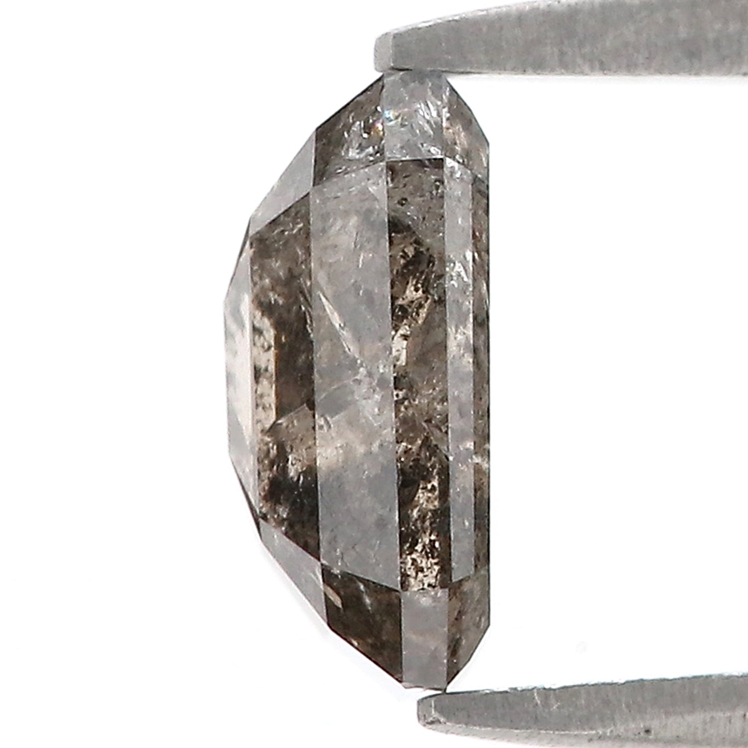 1.76 CT Natural Loose Emerald Shape Diamond Salt And Pepper Emerald Diamond 8.15 MM Natural Black Grey Color Emerald Rose Cut Diamond L3449