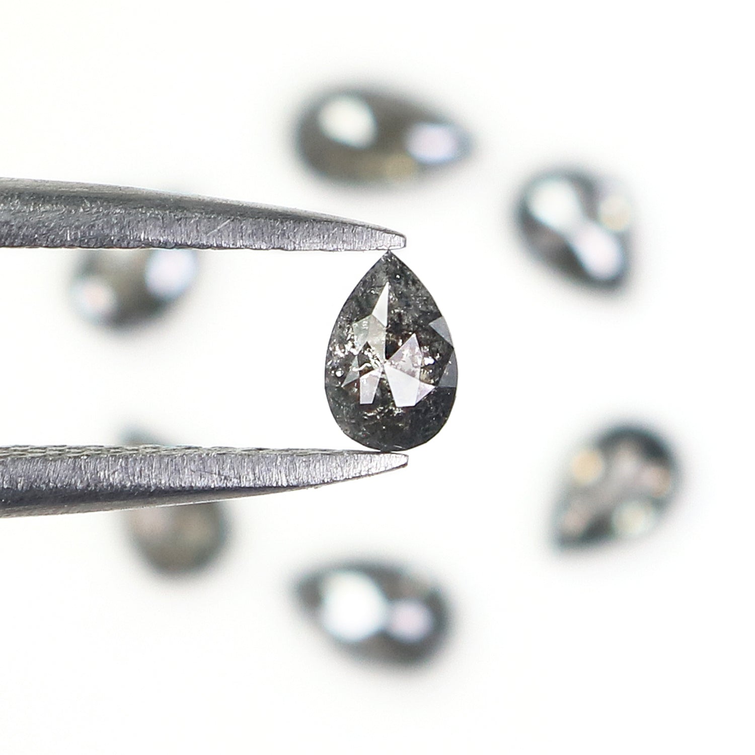 1.07 CT Natural Loose Pear Shape Diamond Salt And Pepper Pear Cut Diamond 3.90 MM Natural Loose Black Grey Color Pear Rose Cut Diamond L1279
