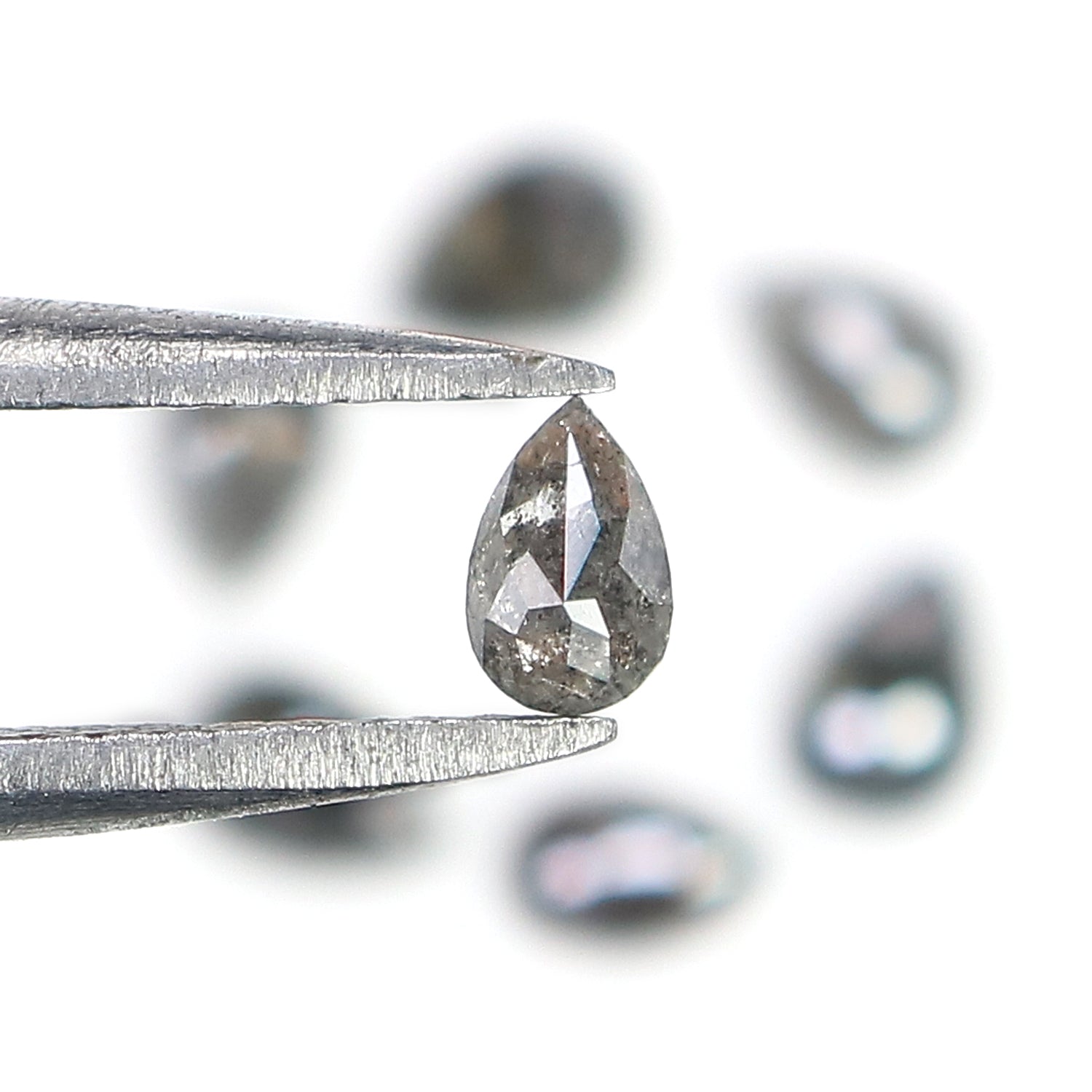 0.94 CT Natural Loose Pear Shape Diamond Salt And Pepper Pear Diamond 4.30 MM Natural Loose Black Grey Color Pear Rose Cut Diamond LQ2734