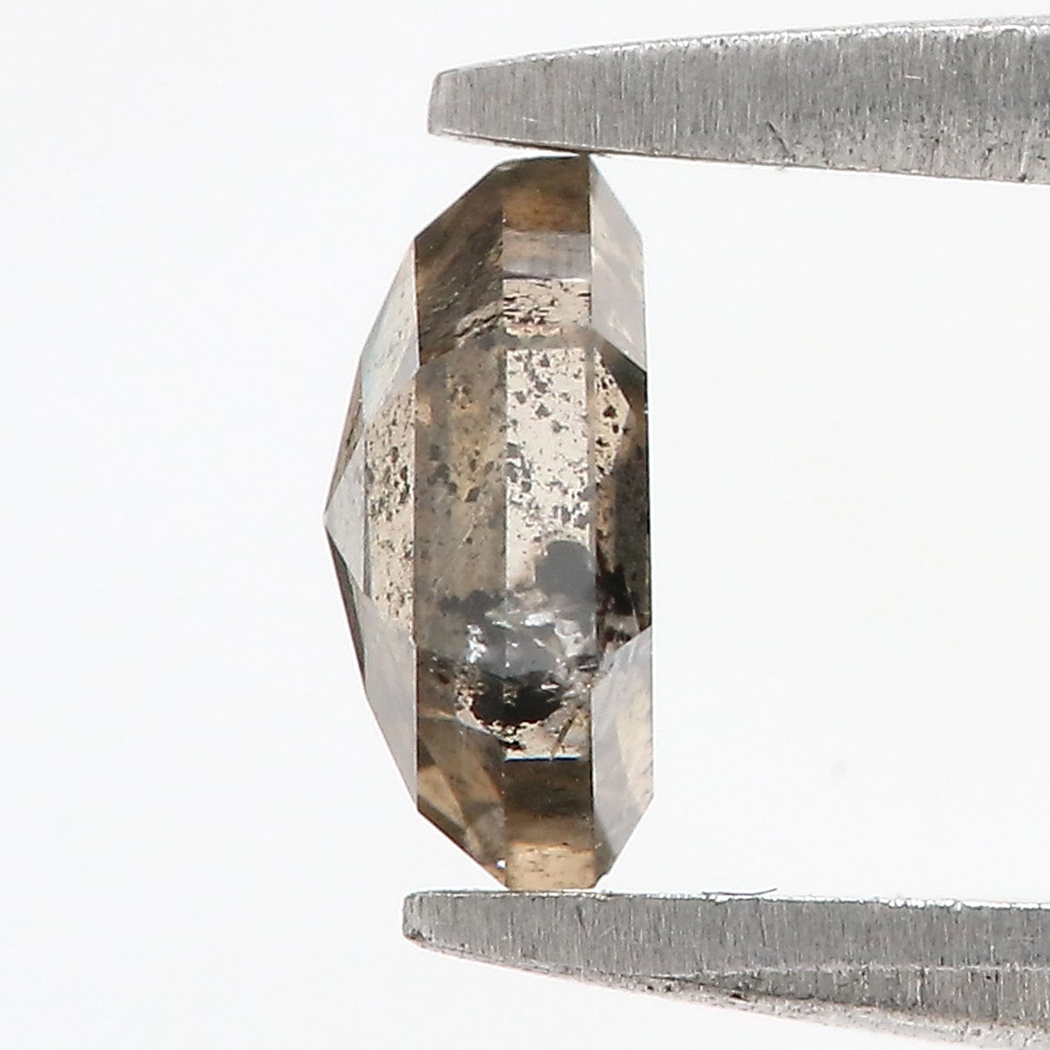 0.77 CT Natural Loose Hexagon Shape Diamond Salt And Pepper Hexagon Shape Diamond 5.95 MM Black Grey Color Hexagon Rose Cut Diamond QL9543