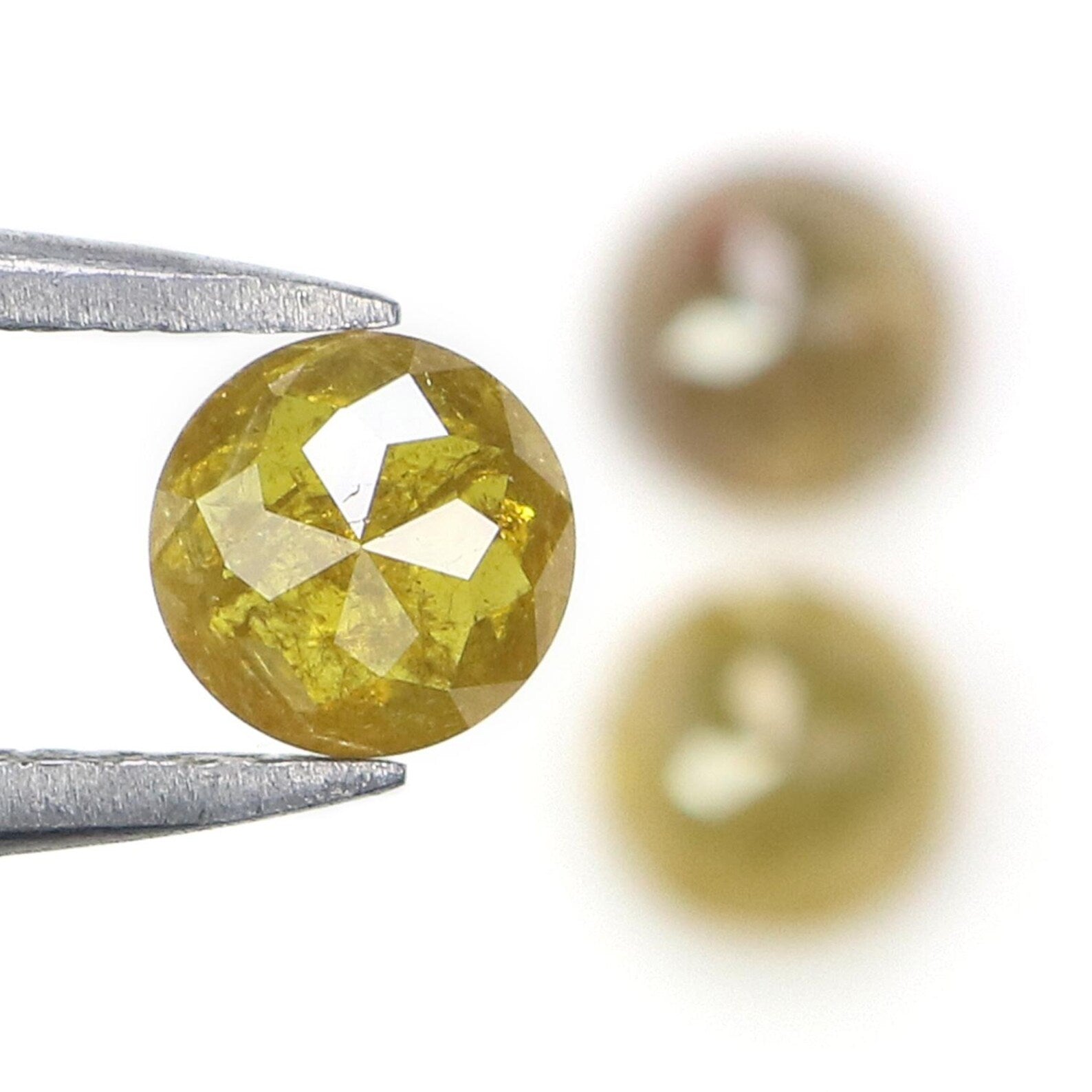 1.49 CT Natural Loose Round Shape Diamond Yellow Color Round Diamond 4.70 MM Natural Loose Diamond Brown Color Round Rose Cut Diamond NQ380