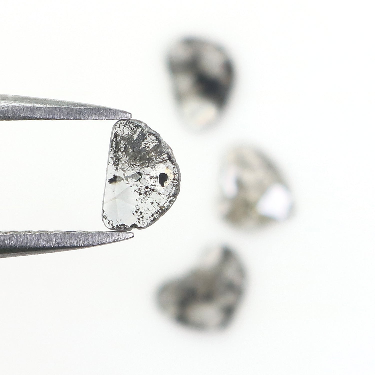 0.79 CT Natural Loose Slice Shape Diamond Salt And Pepper Slice Cut Diamond 5.85 MM Natural Black Grey Diamond Irregular Cut Diamond N2616