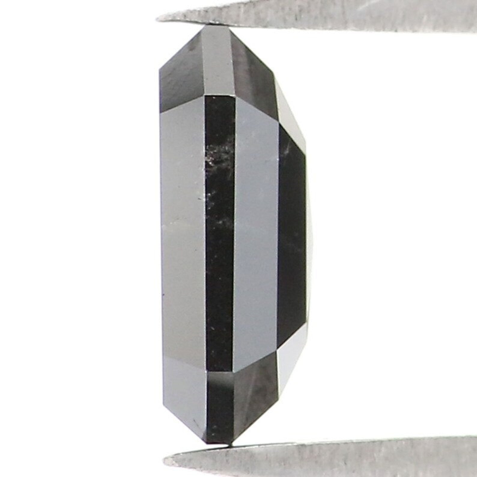 1.14 Ct Natural Loose Emerald Shape Diamond Salt And Pepper Emerald Cut Diamond 7.40 MM Black Grey Color Emerald Rose Cut Diamond NQ2087