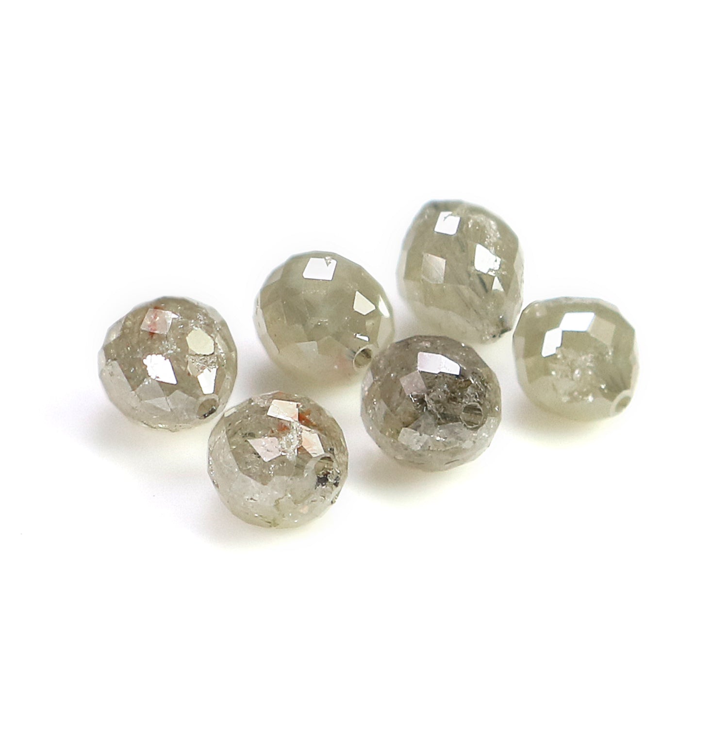 Natural Loose Egg Shape Bead Gray Color Diamond 3.51 CT 4.40 MM Bead Shape Rose Cut Diamond N1786
