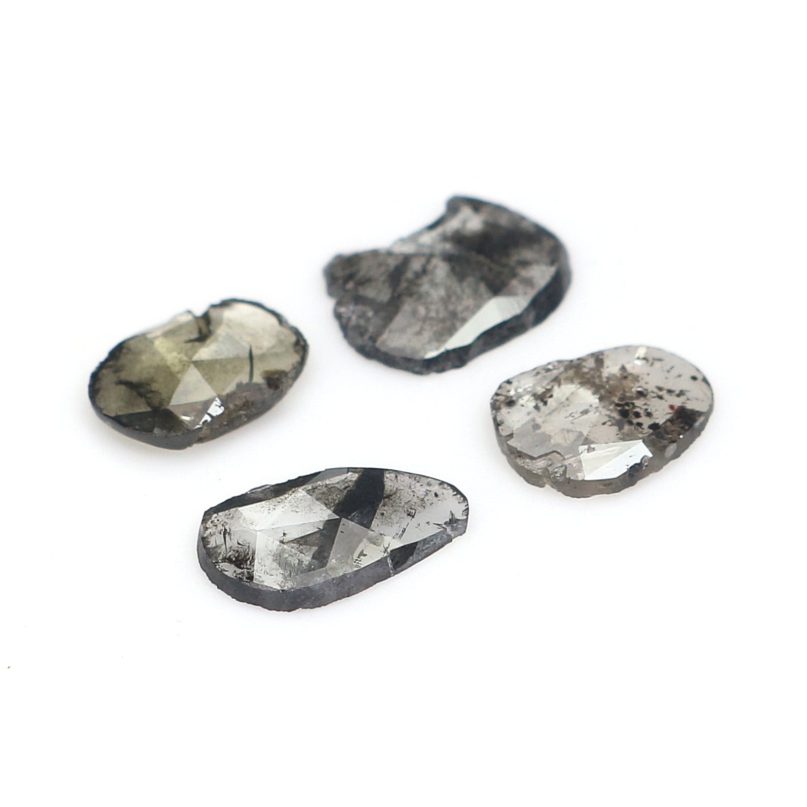 1.34 CT Natural Loose Slice Shape Diamond Salt And Pepper Slice Uncut Diamond 7.40 MM Natural Black Grey Diamond Irregular Cut Diamond L3513