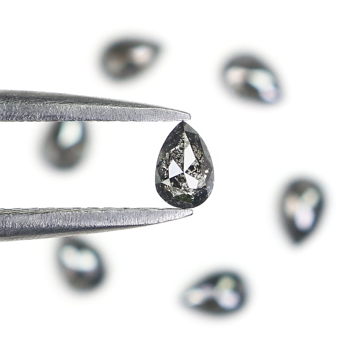 1.05 CT Natural Loose Pear Shape Diamond Salt And Pepper Pear Rose Cut Diamond 3.15 MM Black Grey Color Pear Shape Rose Cut Diamond L1278