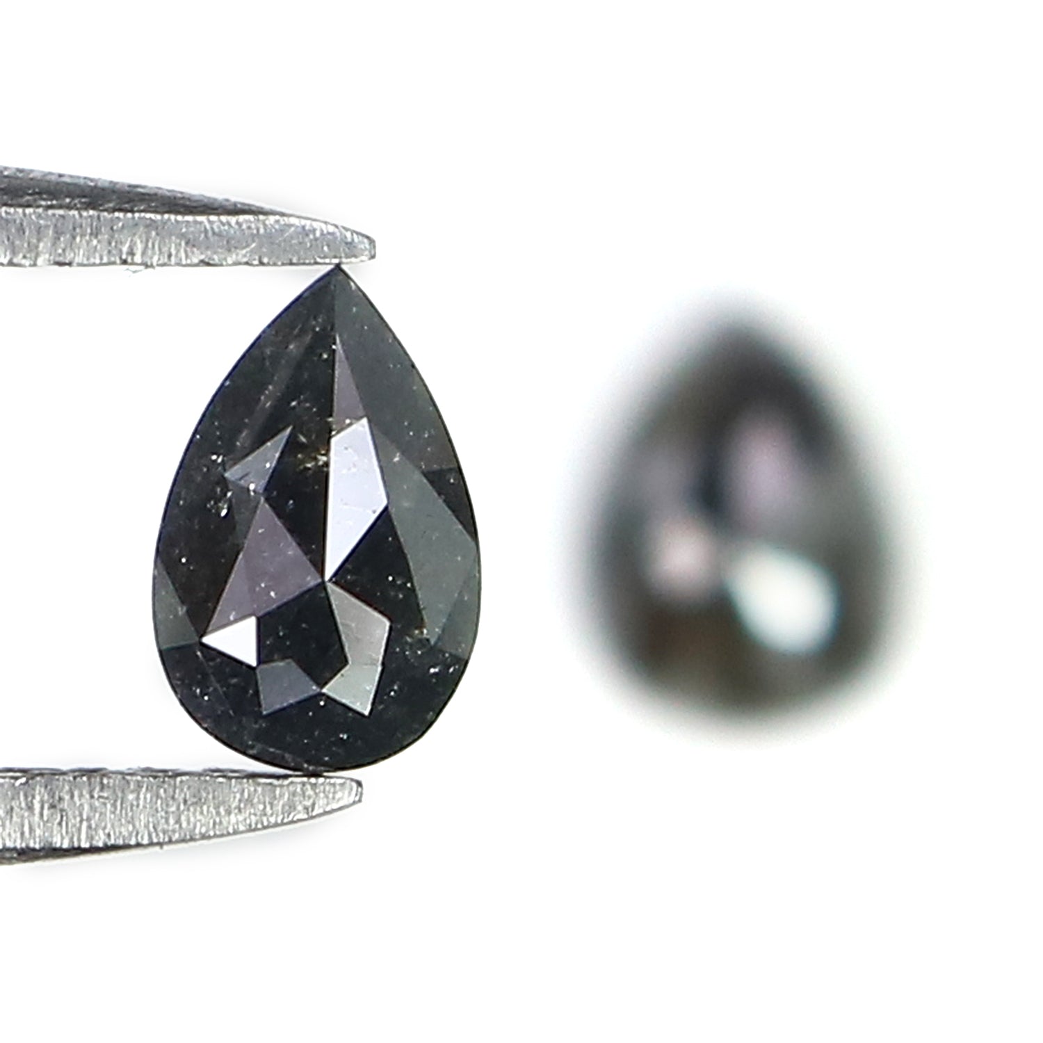 0.73 CT Natural Loose Pear Cut Pair Diamond Salt And Pepper Pear Shape Diamond 5.65 MM Natural Black Grey Color Pear Rose Cut Diamond KQ2386