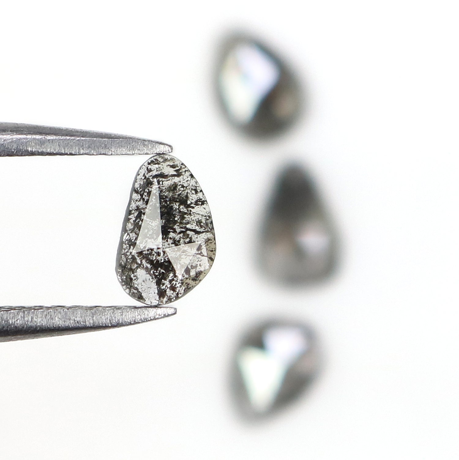 0.95 CT Natural Loose Slice Cut Diamond Salt And Pepper Slice Cut Diamond 5.40 MM Natural Loose Slice Cut Black Grey Color Diamond NQ1636