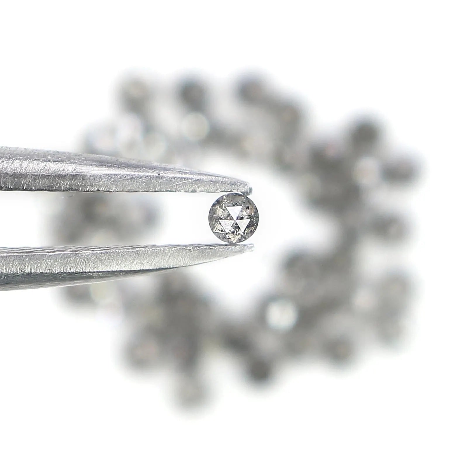 1.08 CT Natural Loose Round Rose Cut Diamond Salt And Pepper Round Diamond 1.70 MM Natural Black Grey Color Round Rose Cut Diamond NQ1558