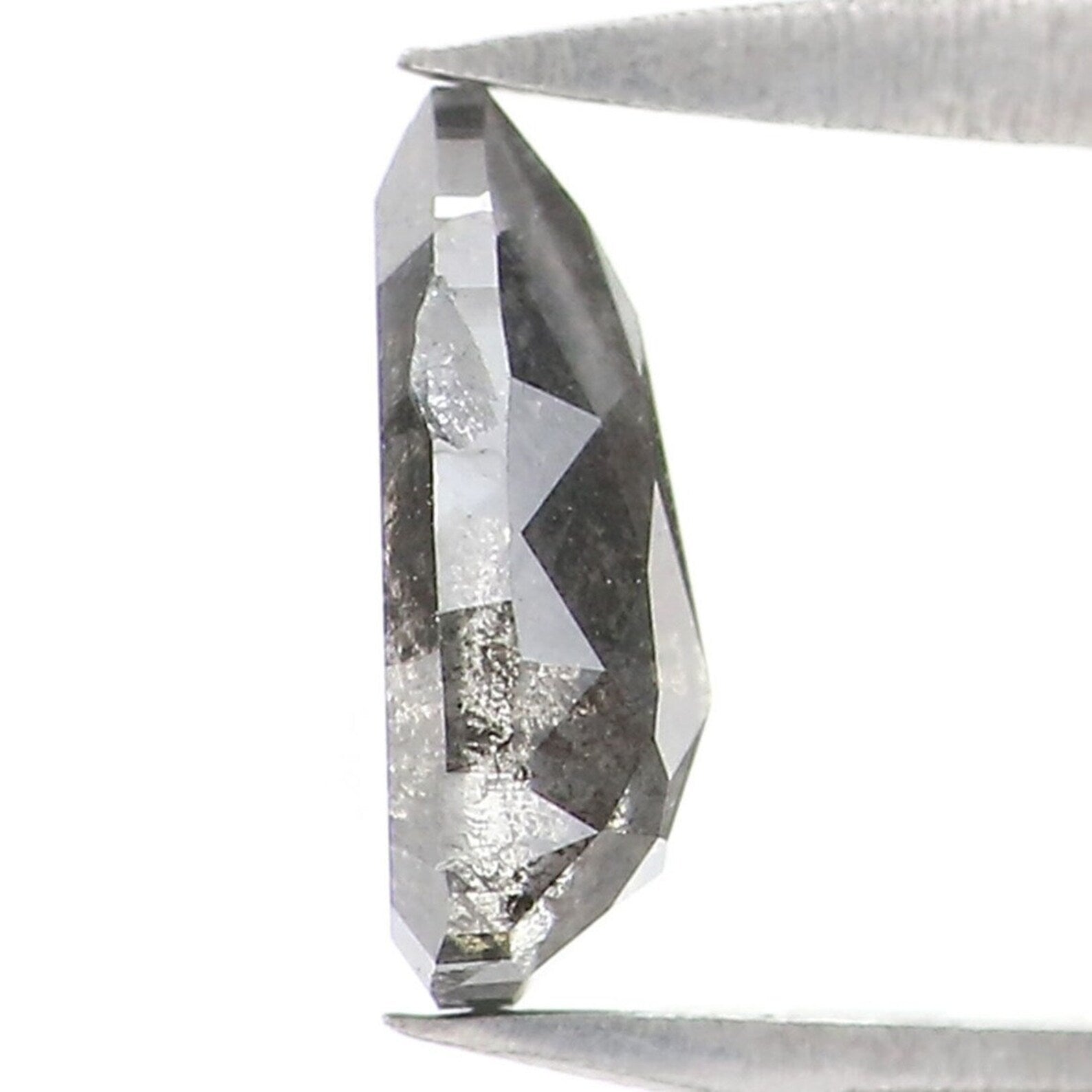 0.66 CT Natural Loose Pear Cut Diamond Salt And Pepper Diamond 6.95 MM Natural Loose Diamond Black Grey Color Pear Rose Cut Diamond NQ2094