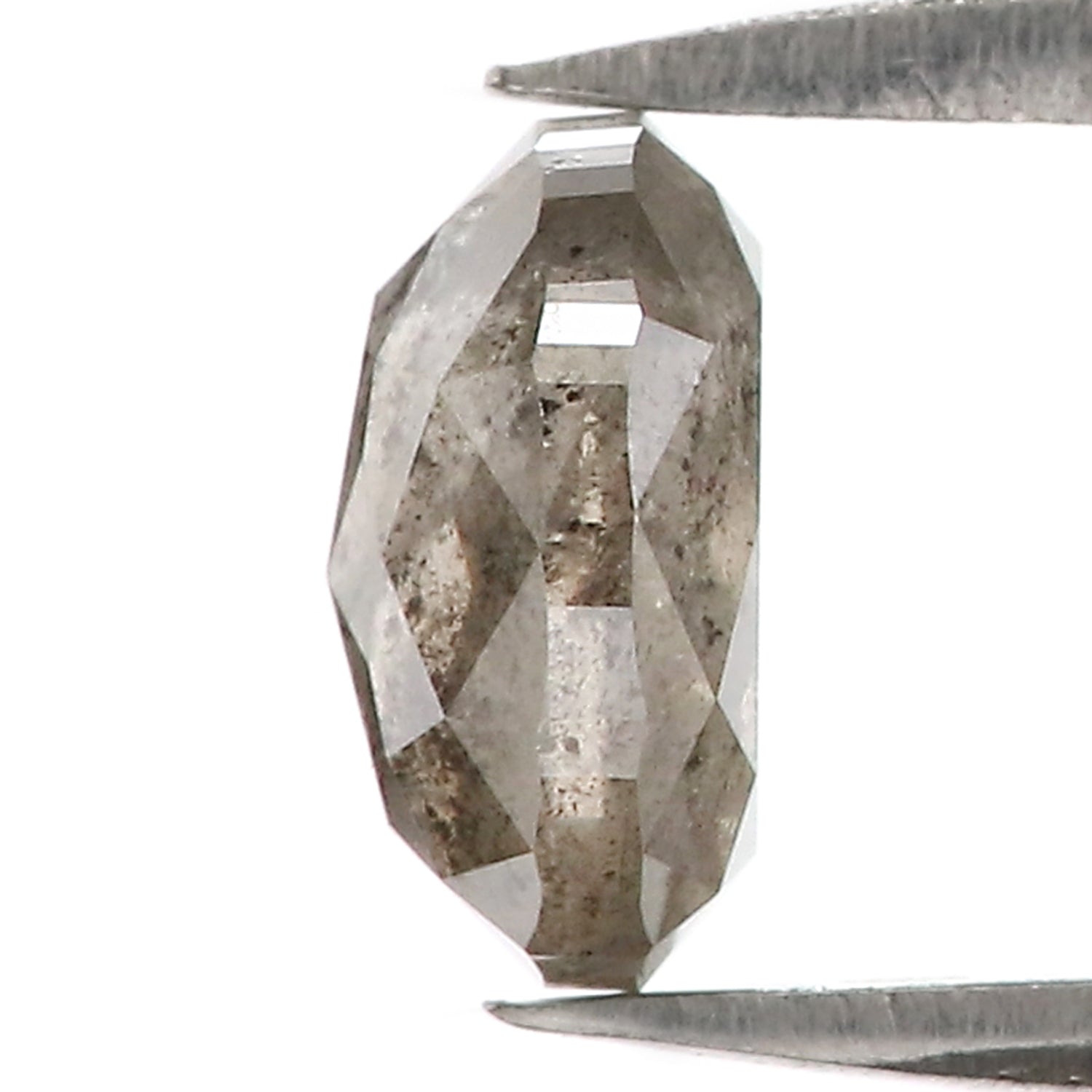 1.17 CT Natural Loose Oval Shape Diamond Salt And Pepper Oval Rose Cut Diamond 6.70 MM Black Grey Color Oval Shape Rose Cut Diamond QL8693