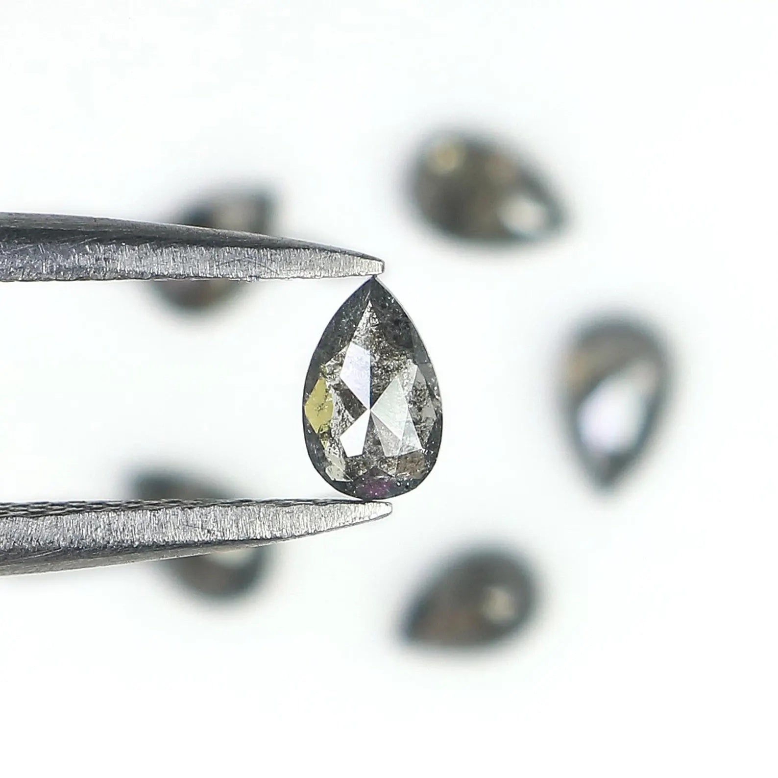 0.94 CT Natural Loose Pear Diamond Salt And Pepper Diamond 4.10 MM Natural Loose Diamond Black Grey Color Pear Shape Rose Cut Diamond NQ1563