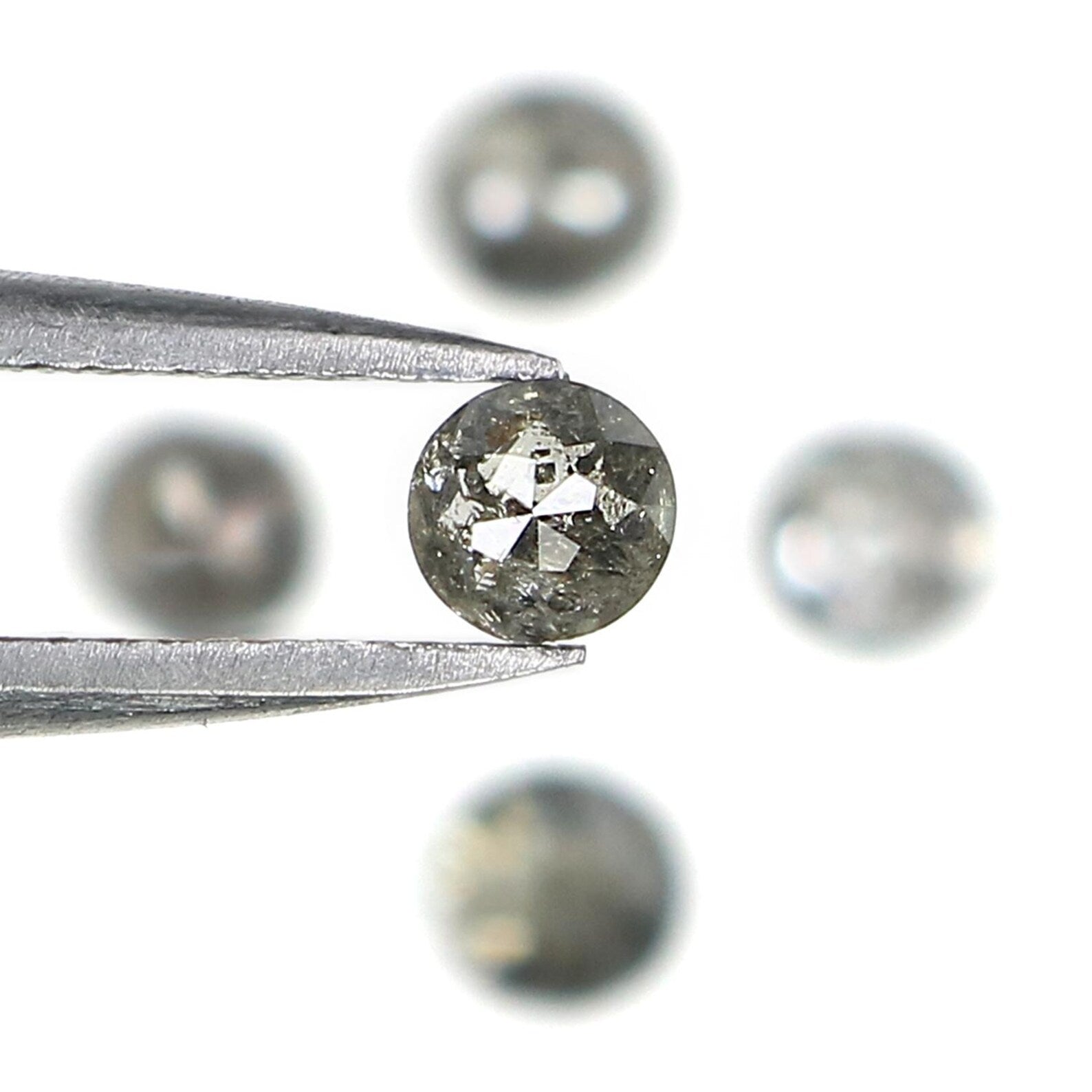 1.41 Ct Natural Loose Round Rose Cut Diamond Salt And Pepper Round Shape Diamond 3.75 MM Natural Black Grey Round Rose Cut Diamond NQ7663