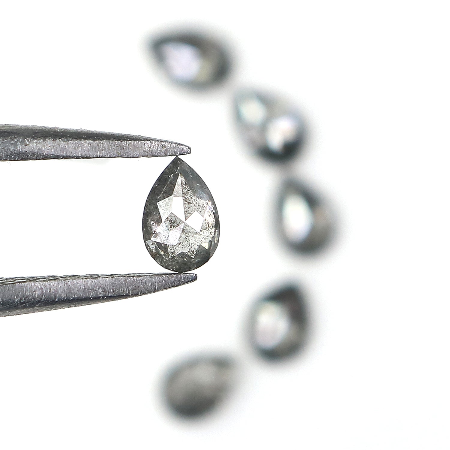 1.01 CT Natural Loose Pear Shape Diamond Salt And Pepper Pear Diamond 4.40 MM Natural Loose Black Grey Color Pear Rose Cut Diamond QL1275