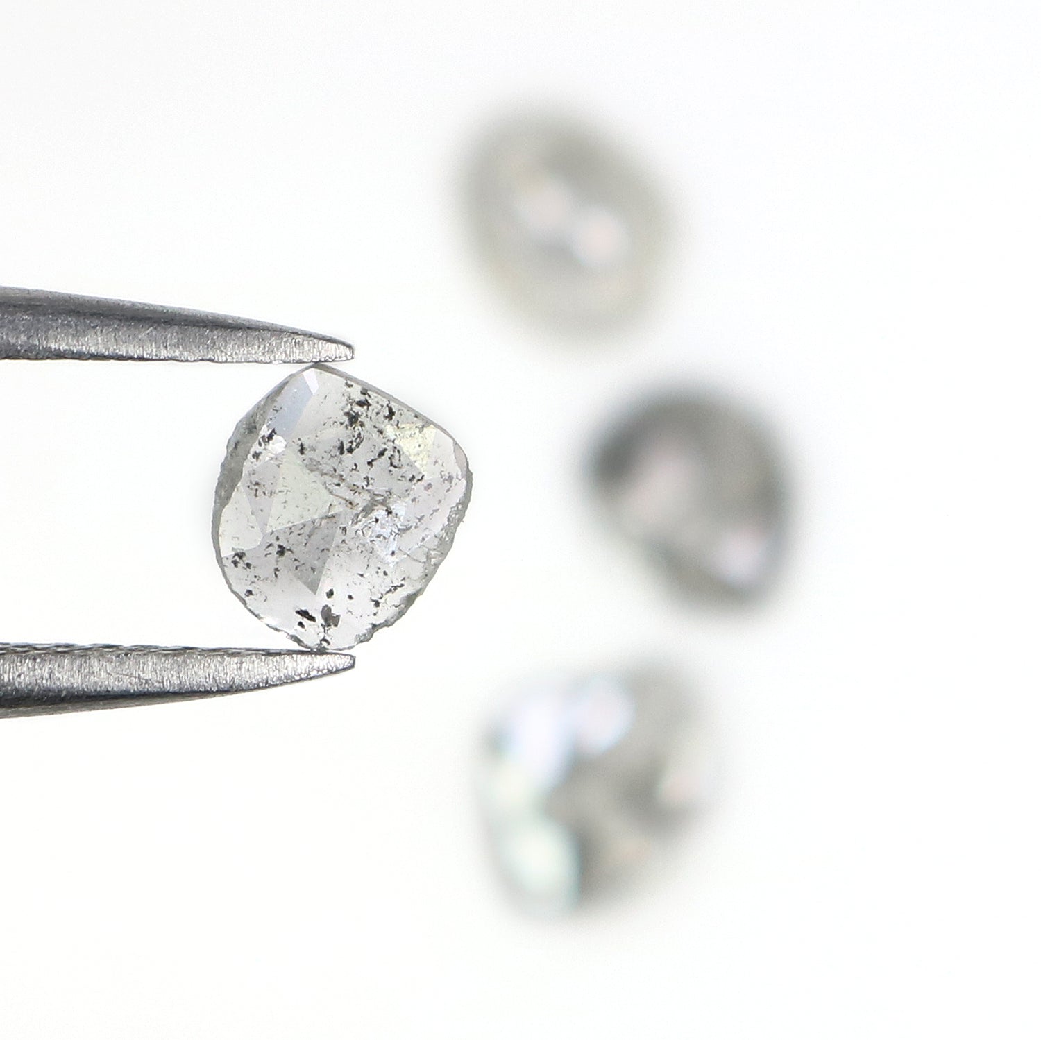 0.94 Ct Natural Loose Slice Shape Diamond Salt And Pepper Slice Cut Diamond 4.90 MM Natural Black Gray Color Slice Rose Cut Diamond NQ2147