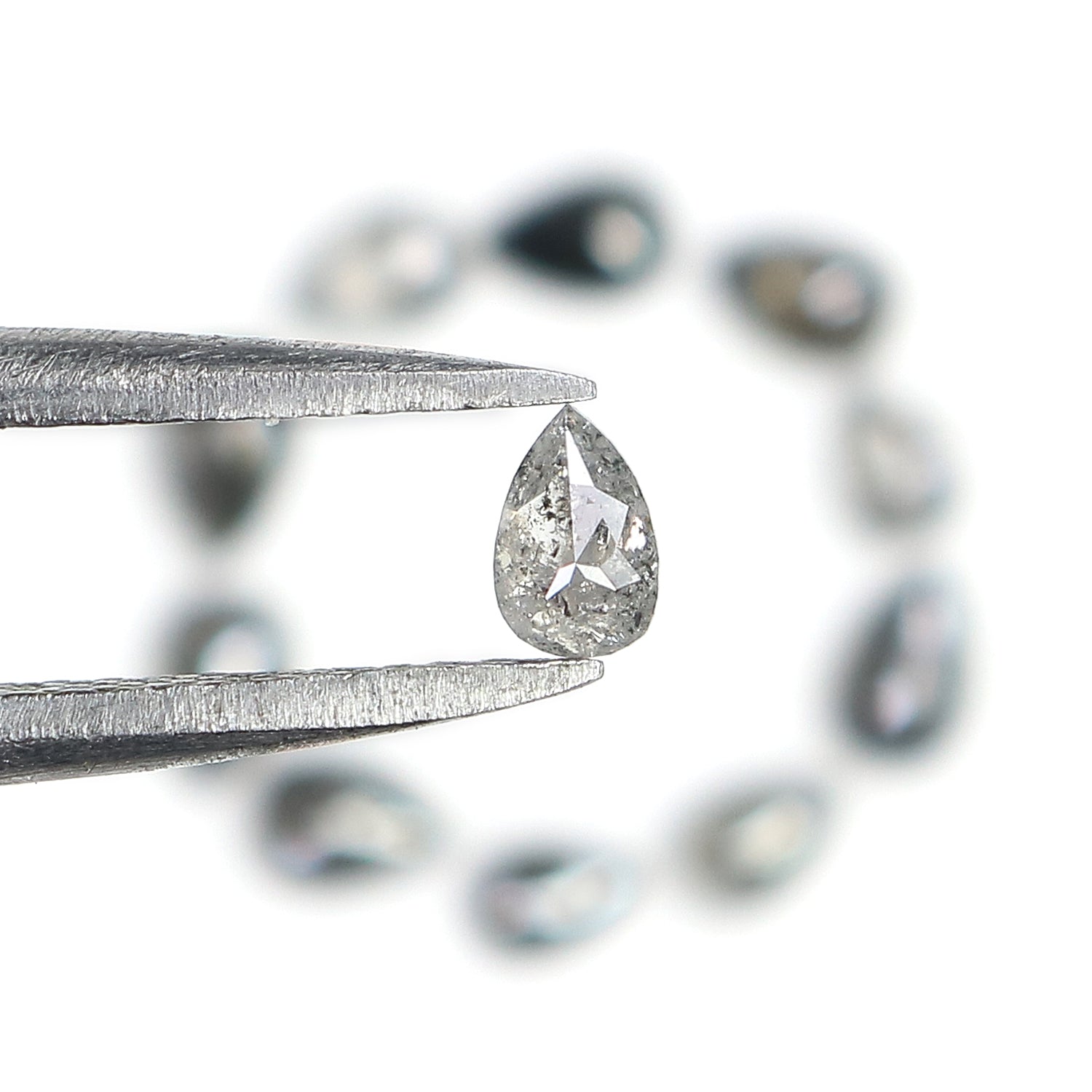 1.03 CT Natural Loose Pear Shape Diamond Salt And Pepper Pear Cut Diamond 3.15 MM Natural Black Grey Diamond Pear Rose Cut Diamond LQ2912