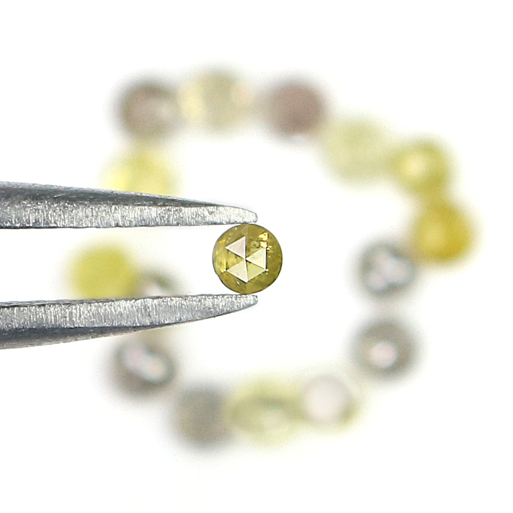1.15 CT Natural Loose Round Rose Cut Diamond Grey Color Round Shape Diamond 2.40 MM Natural Loose Yellow Color Round Rose Cut Diamond KQ2437