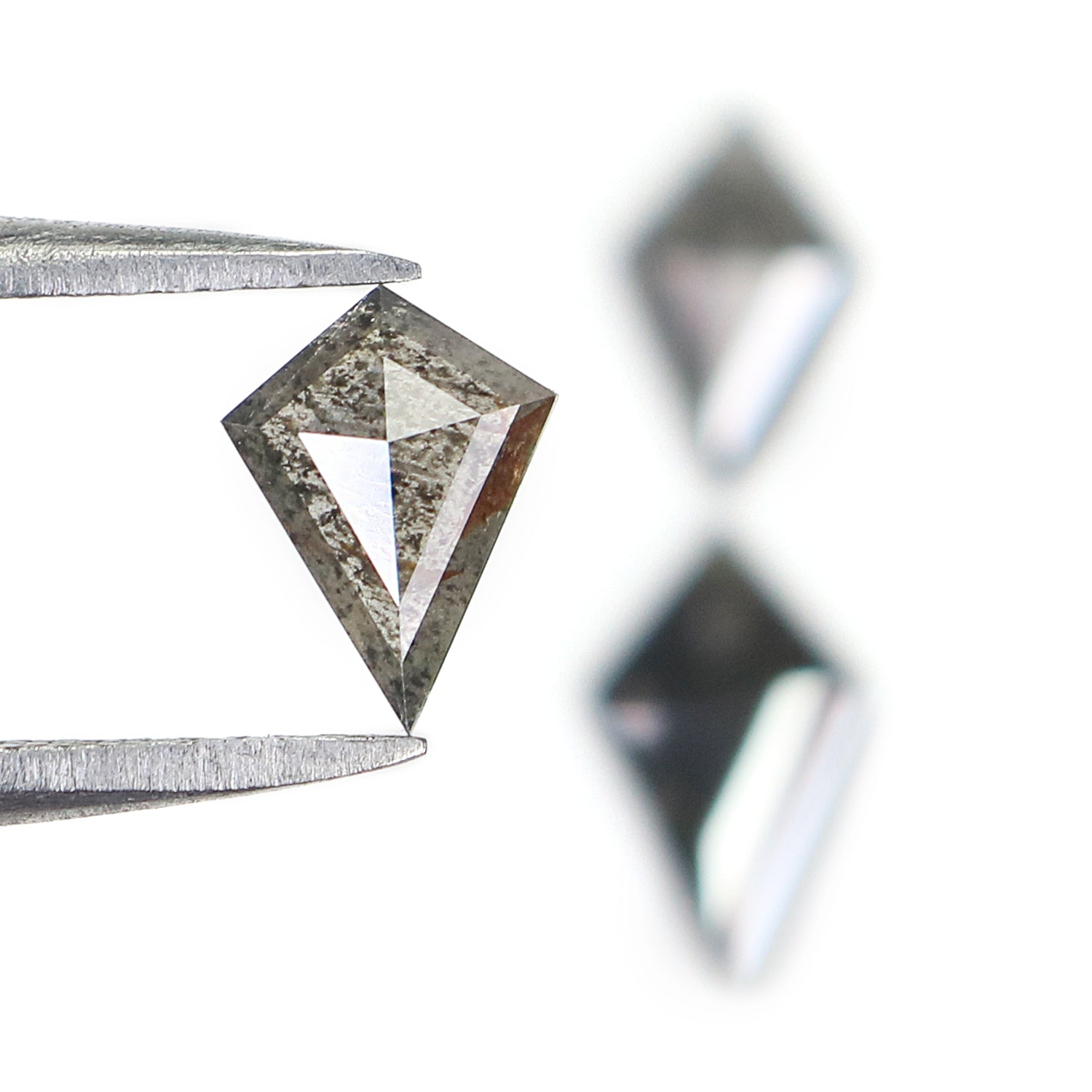 1.29 CT Natural Loose Kite Shape Diamond Salt And Pepper Kite Cut Diamond 9.20 MM Natural Black Grey Color Kite Rose Cut Diamond L3439