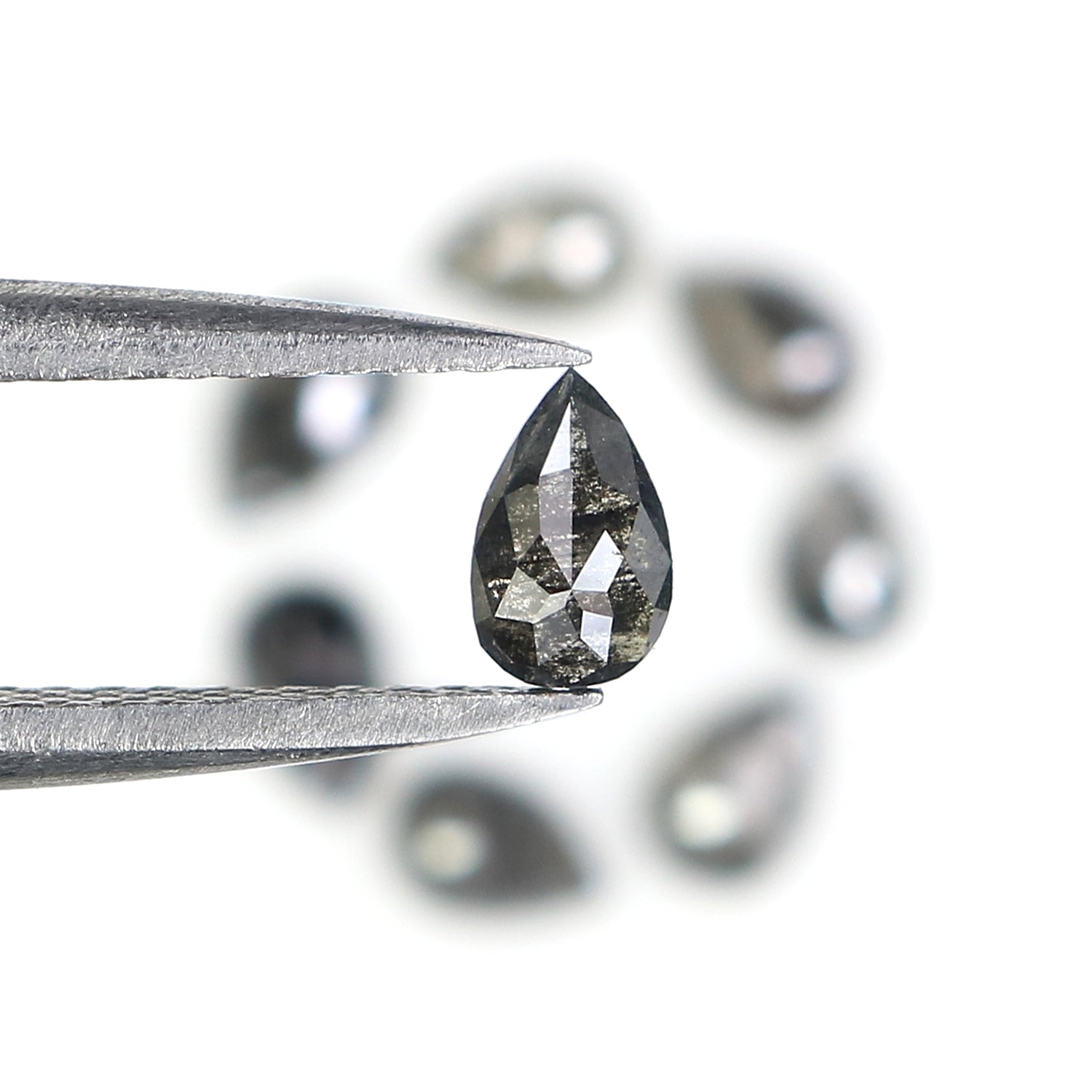 1.14 CT Natural Loose Pear Shape Diamond Salt And Pepper Pear Cut Diamond 3.60 MM Natural Black Grey Diamond Pear Rose Cut Diamond LQ2916