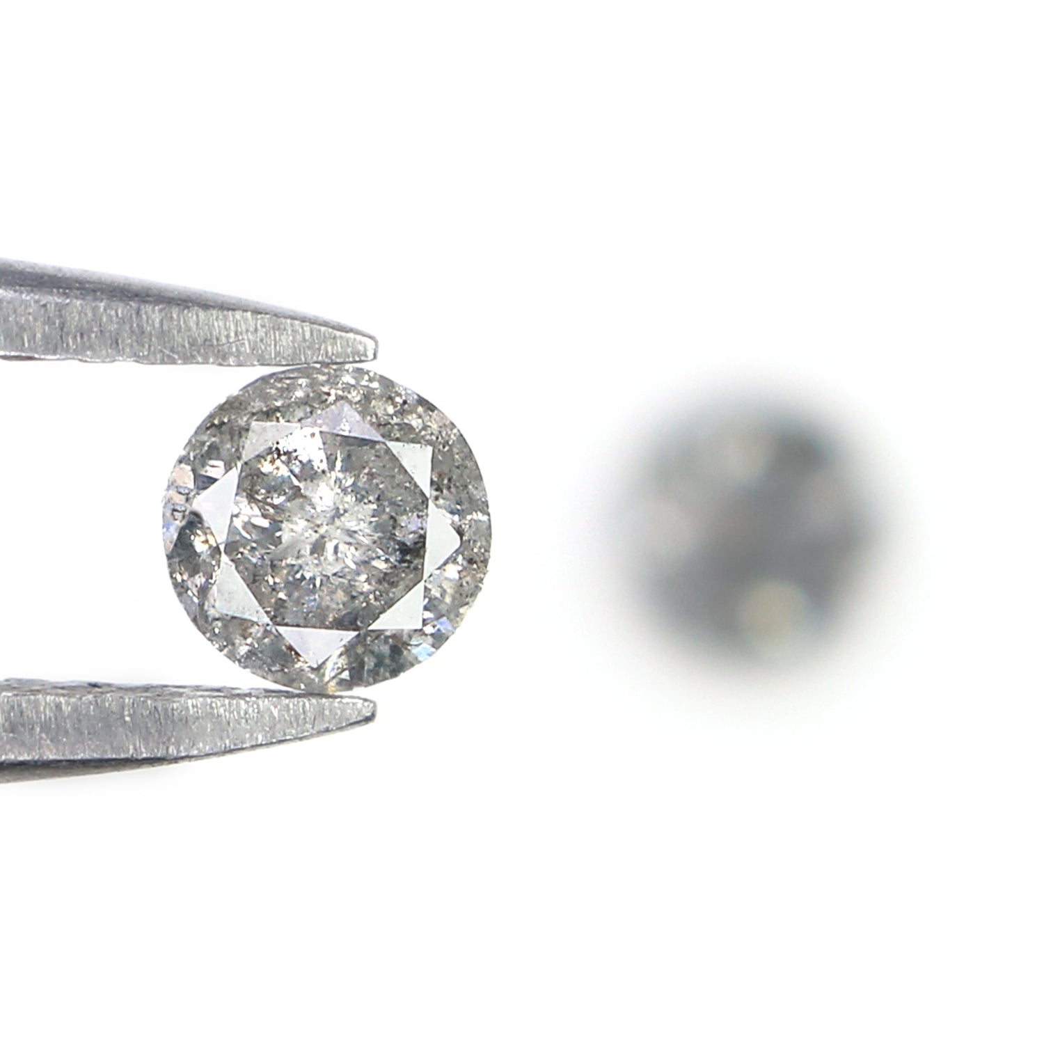 0.37 CT Natural Loose Round Shape Pair Diamond Salt And Pepper Round Diamond 3.65 MM Natural Black Gray Round Brilliant Cut Diamond N2287