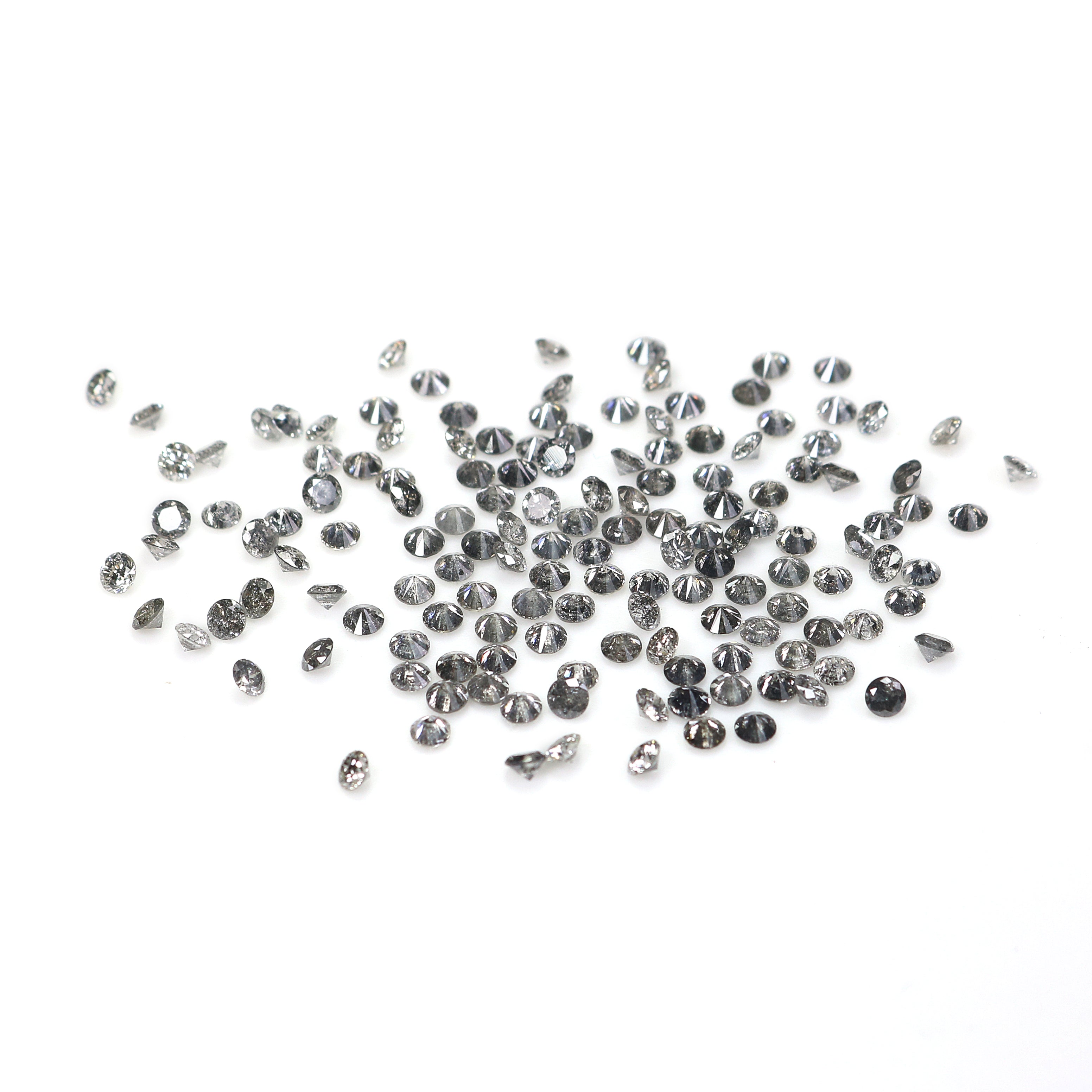 Natural Loose Round Brilliant Cut Salt And Pepper Diamond Black Grey Color Round Diamond Low Price 1.00 to 3.50 MM Round Shape Diamond Q90