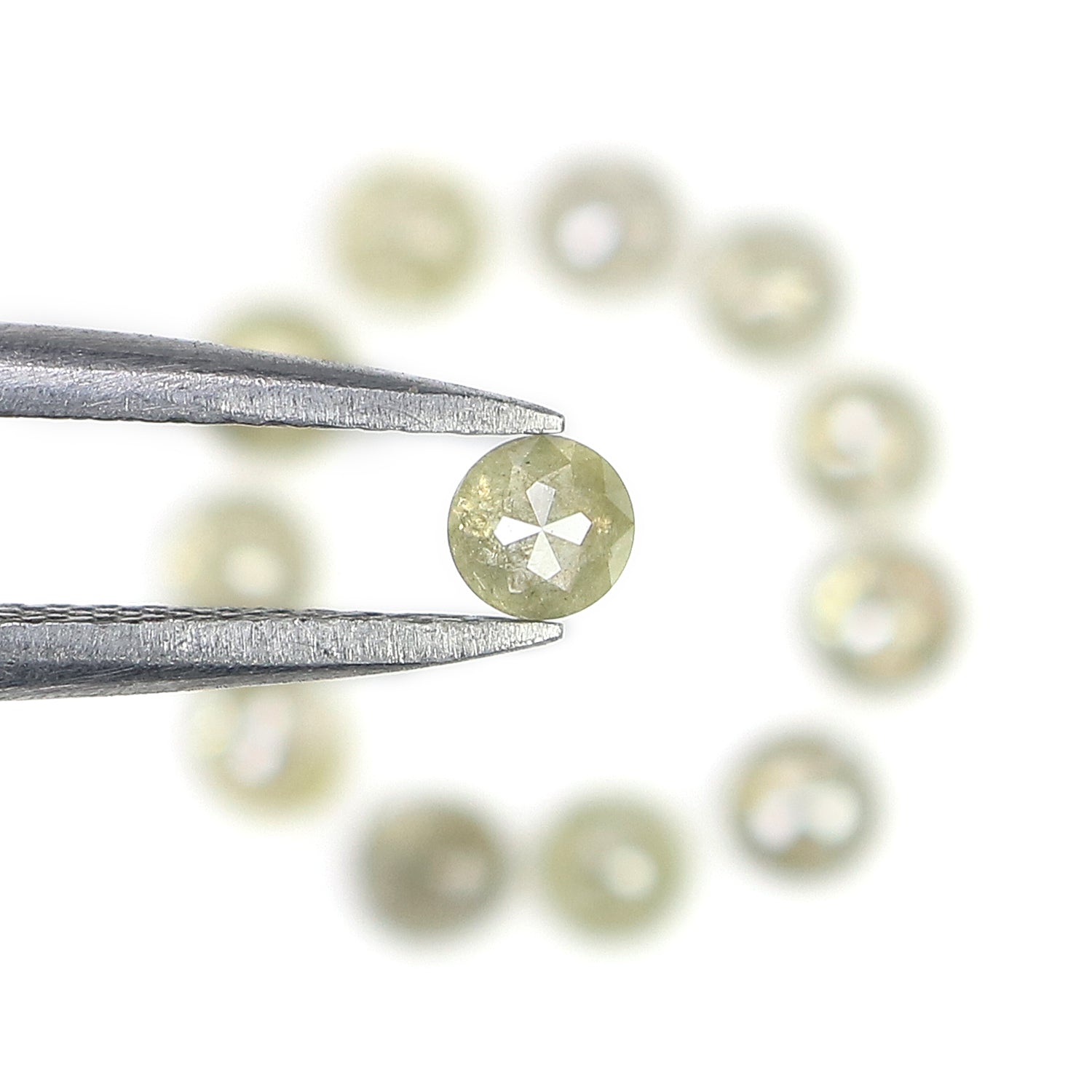 1.65 CT Natural Loose Round Rose Cut Diamond Grey Color Round Shape Diamond 3.05 MM Natural Loose Green Color Round Rose Cut Diamond KQ950
