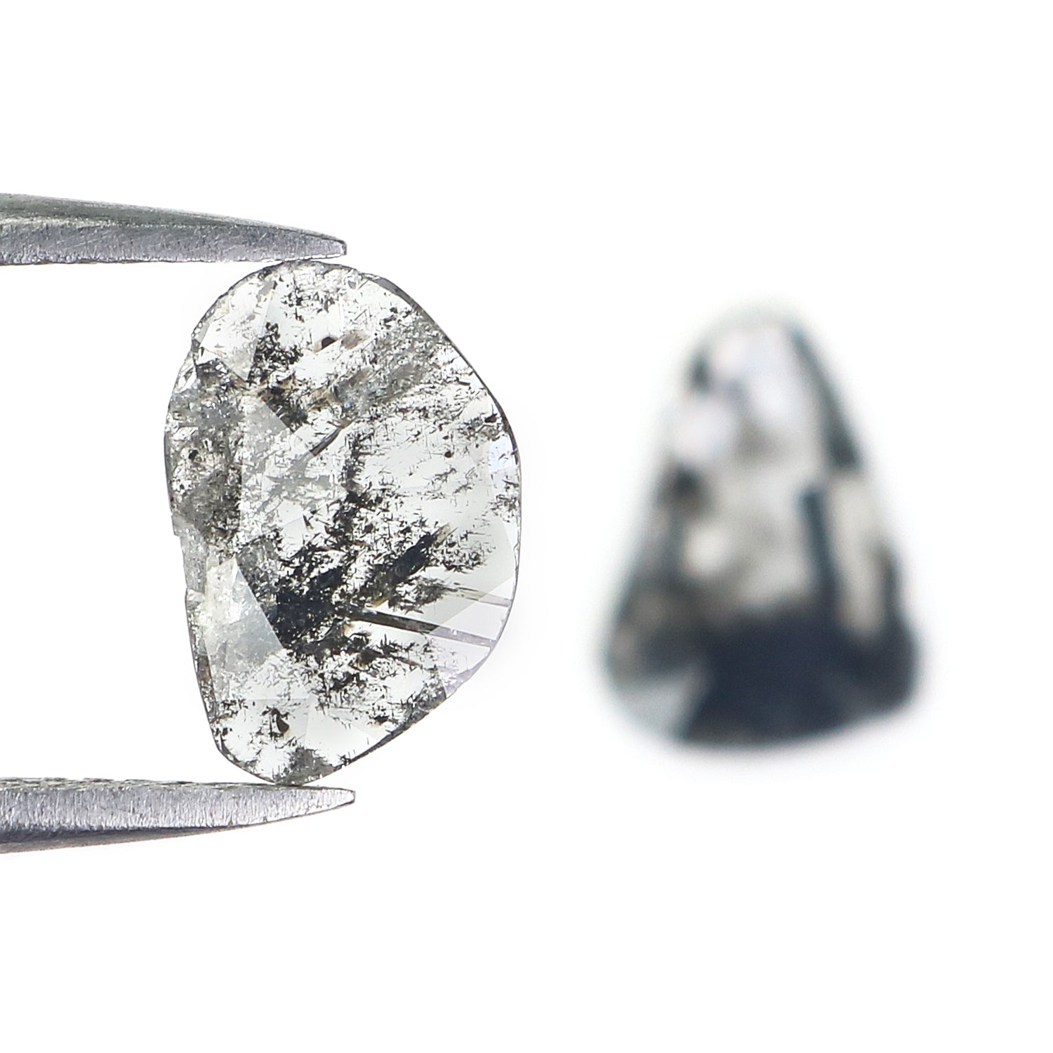 1.14 CT Natural Loose Slice Shape Diamond Salt And Pepper Slice Cut Diamond 9.65 MM Natural Black Grey Diamond Irregular Cut Diamond L3484