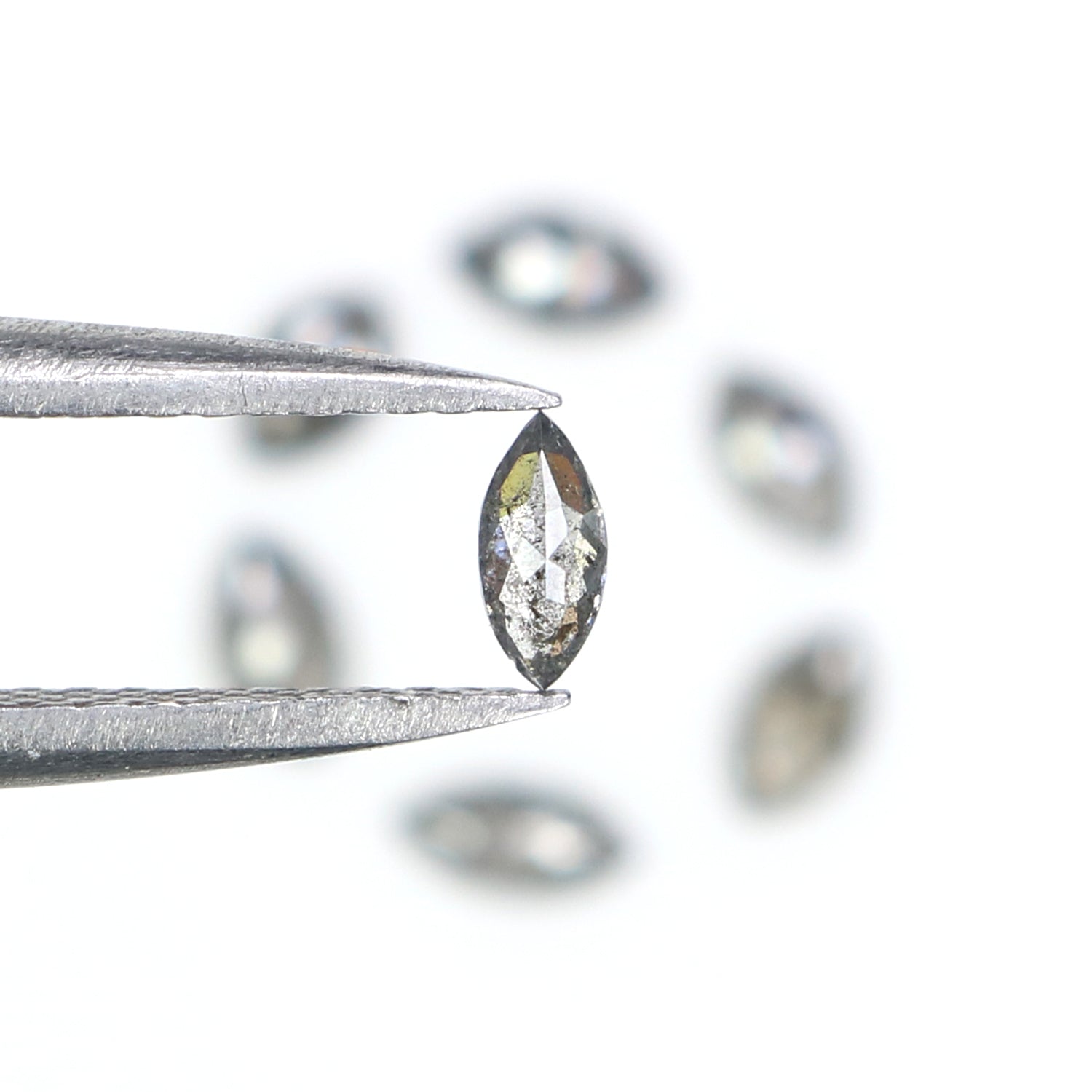 0.59 CT Natural Loose Marquise Shape Diamond Salt And Pepper Marquise Cut Diamond 4.25 MM Black Grey Color Marquise Rose Cut Diamond LQ2894