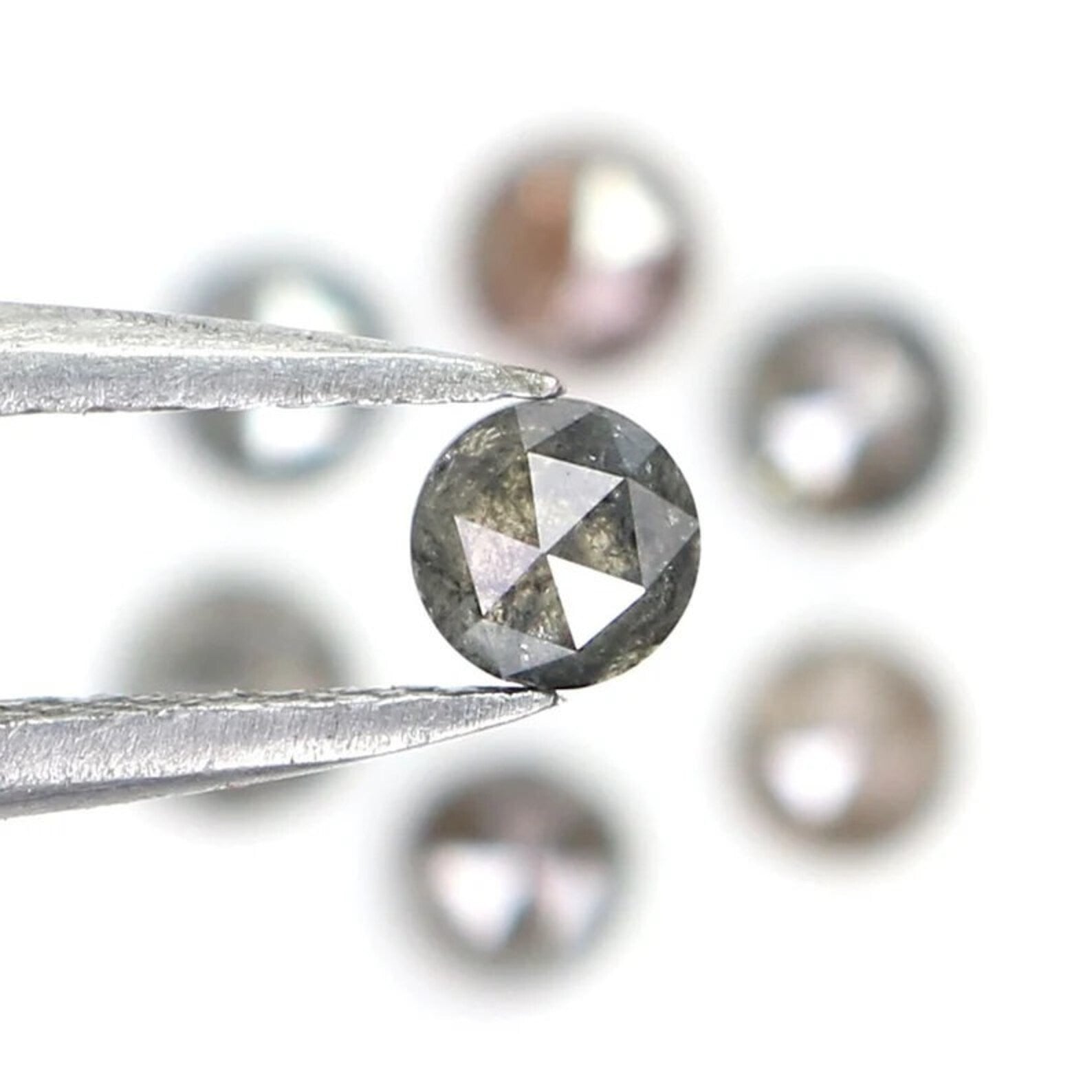 1.16 CT Natural Loose Round Shape Diamond Salt And Pepper Round Shape Diamond 3.35 MM Natural Black Grey Color Round Rose Cut Diamond NQ2066