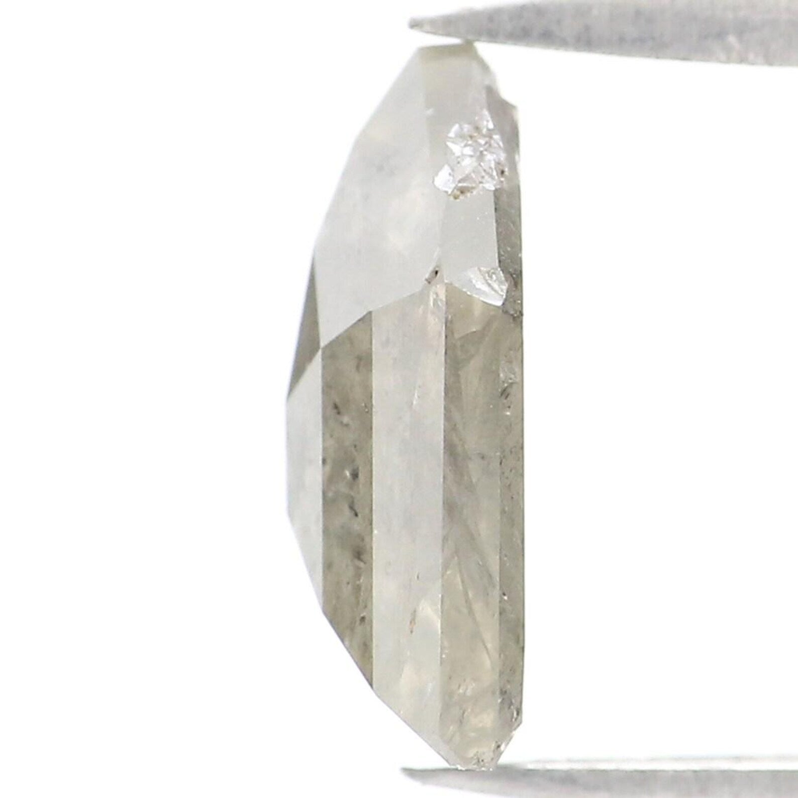 1.87 CT Natural Loose Shield Shape Diamond Salt And Pepper Shield Diamond 9.65 MM Natural Black Grey Color Shield Rose Cut Diamond NQ9321