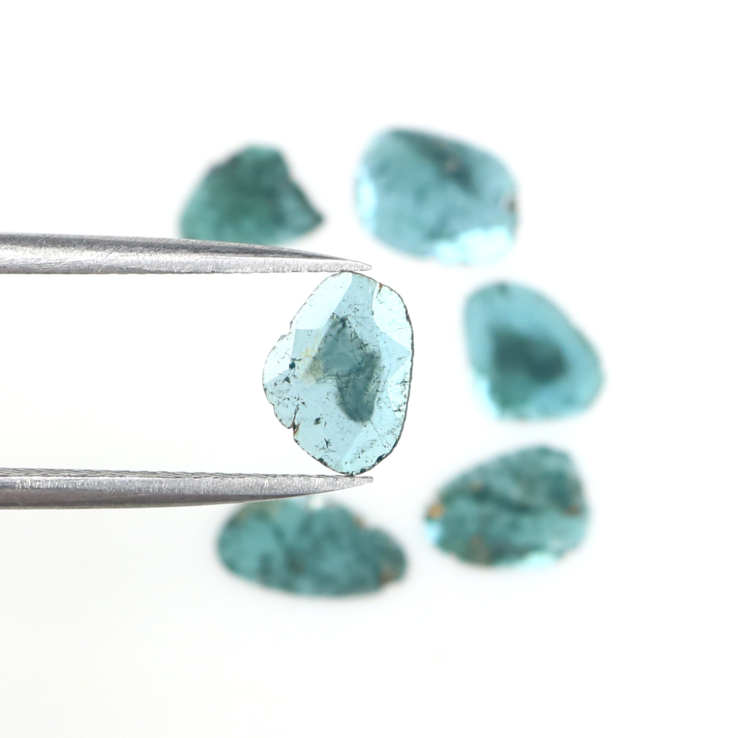 1.36 CT Natural Loose Slice Shape Diamond Blue Color Slice Cut Diamond 8.10 MM Natural Loose Blue Color Slice Irregular Cut Diamond KQ2685
