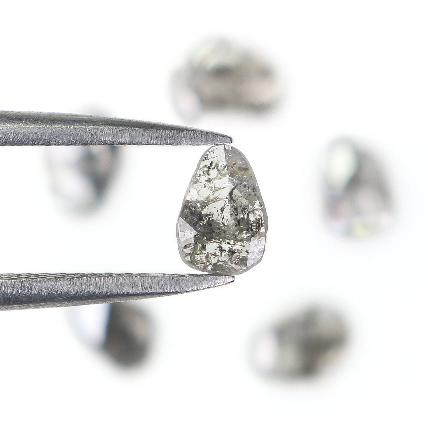 0.99 CT Natural Loose Slice Shape Diamond Salt And Pepper Slice Cut Diamond 5.70 MM Natural Black Grey Diamond Irregular Cut Diamond L3470