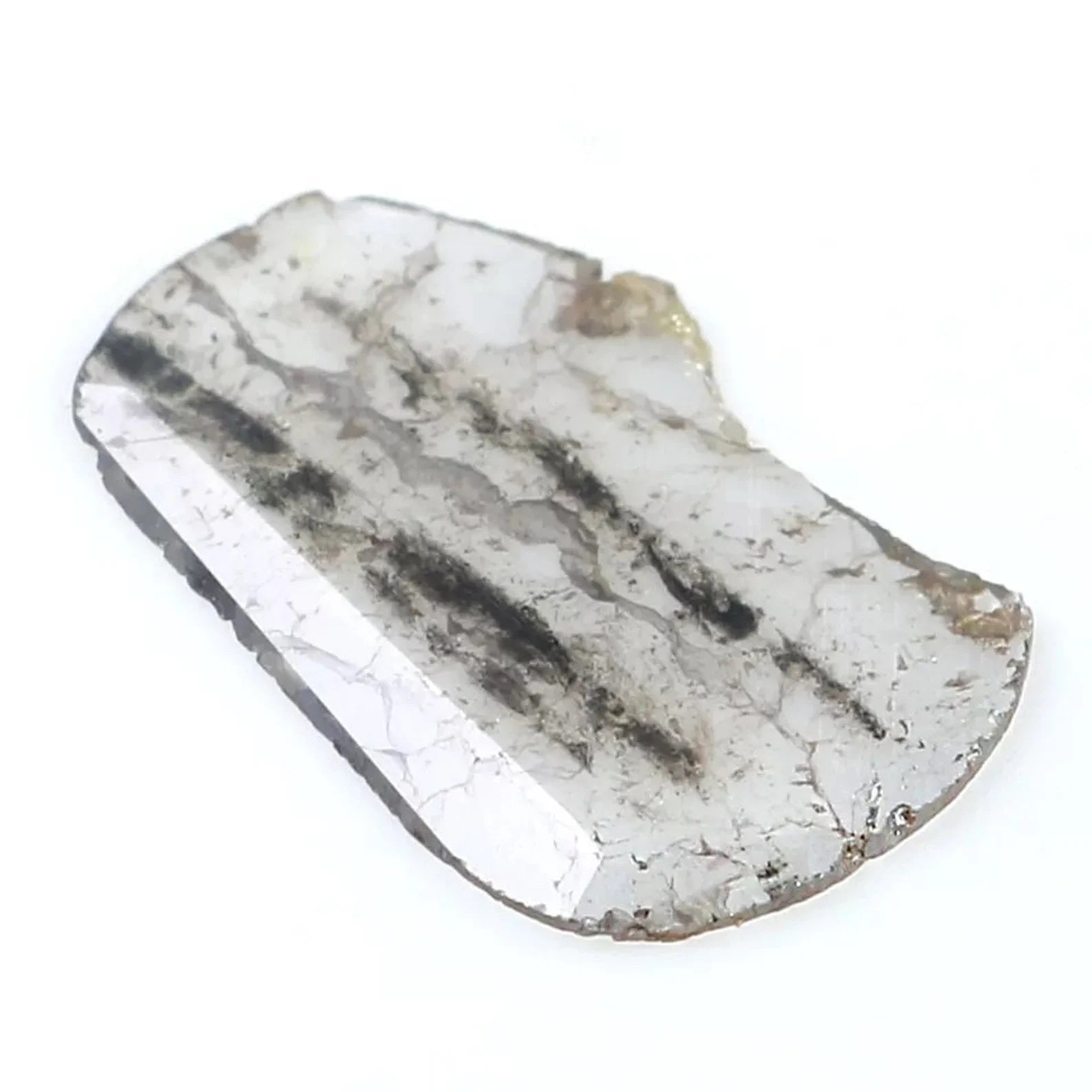 0.88 Ct Natural Loose Slice Shape Diamond Salt And Pepper Slice Diamond 14.10 MM Natural Diamond Black Grey Color Slice Cut Diamond NQ610