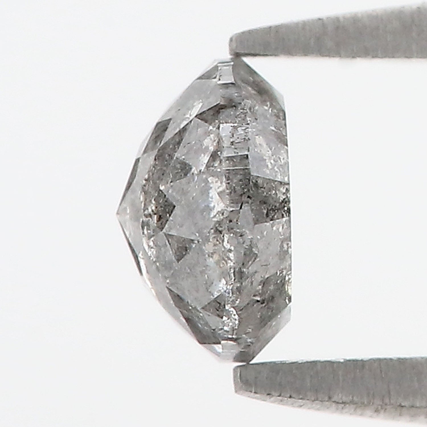 0.78 CT Natural Loose Round Rose Cut Diamond Salt And Pepper Round Shape Diamond 5.55 MM Natural Black Grey Round Rose Cut Diamond LQ2394