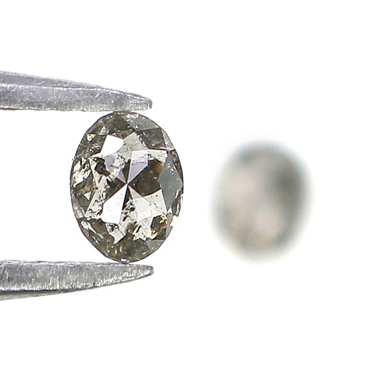 0.44 CT Natural Loose Oval Cut Pair Diamond Salt And Pepper Oval Shape Diamond 4.25 MM Natural Loose Black Grey Oval Rose Cut Diamond LQ3248