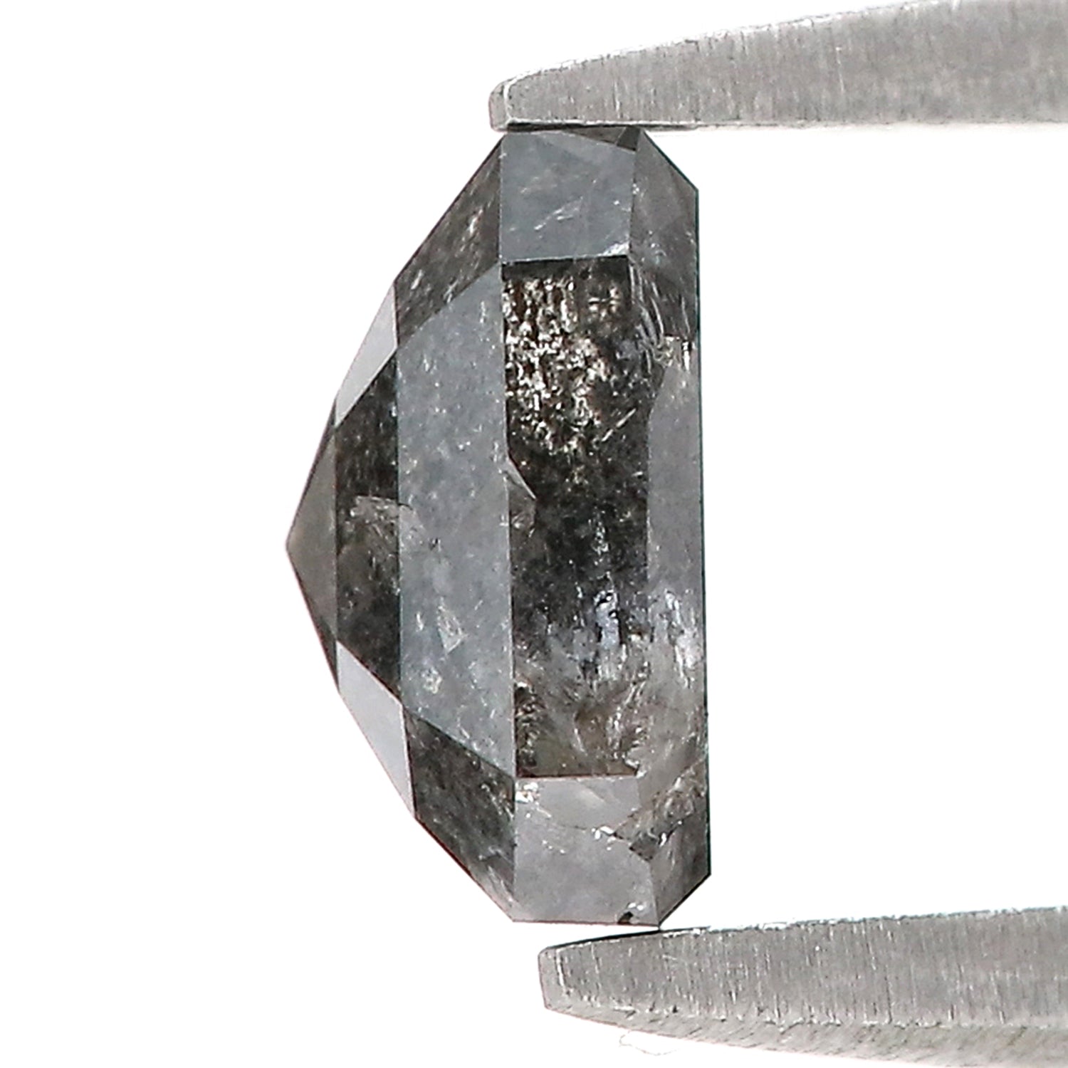 1.35 CT Natural Loose Emerald Shape Diamond Salt And Pepper Emerald Diamond 6.20 MM Black Grey Color Emerald Shape Rose Cut Diamond LQ3075