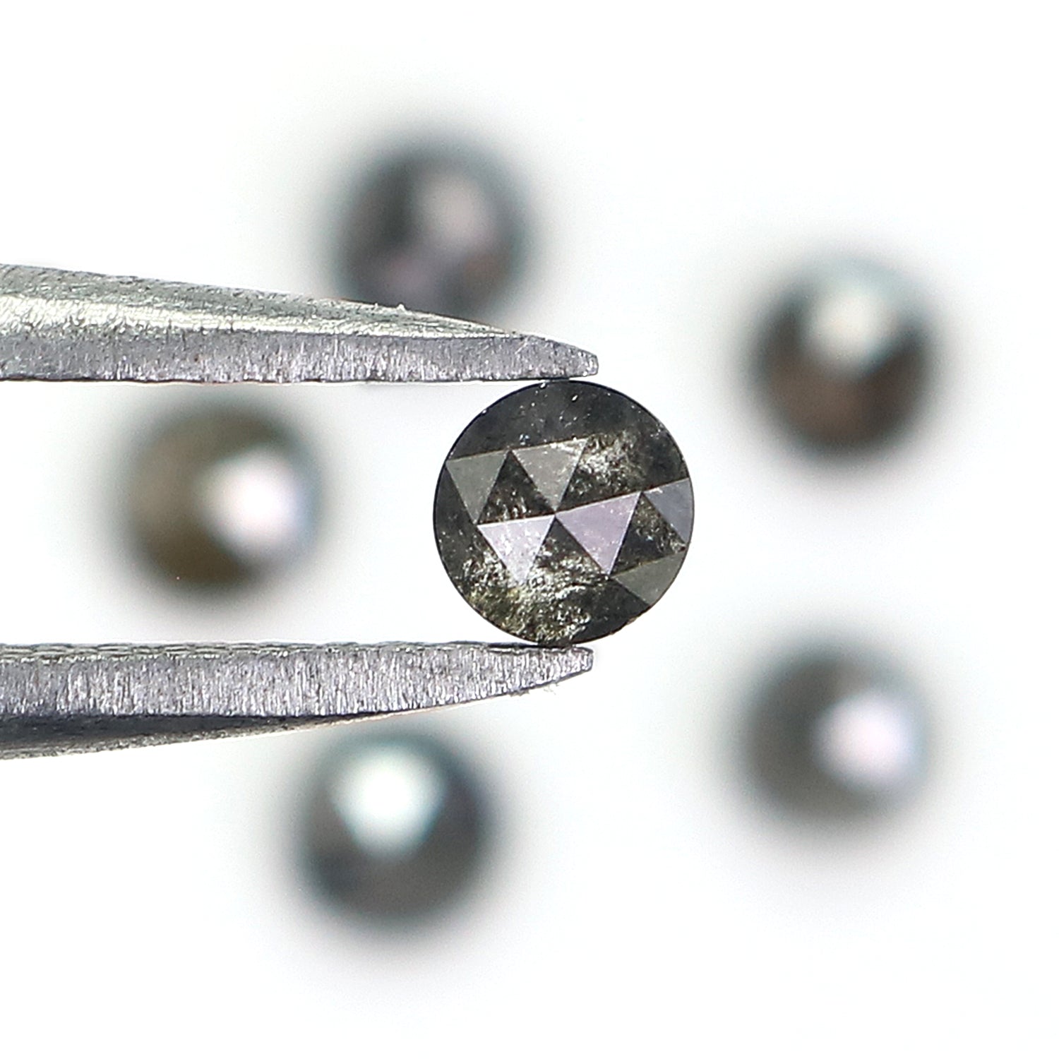1.13 Ct Natural Loose Round Rose Cut Diamond Salt And Pepper Round Shape Diamond 3.15 MM Natural Black Grey Round Rose Cut Diamond KQ2557