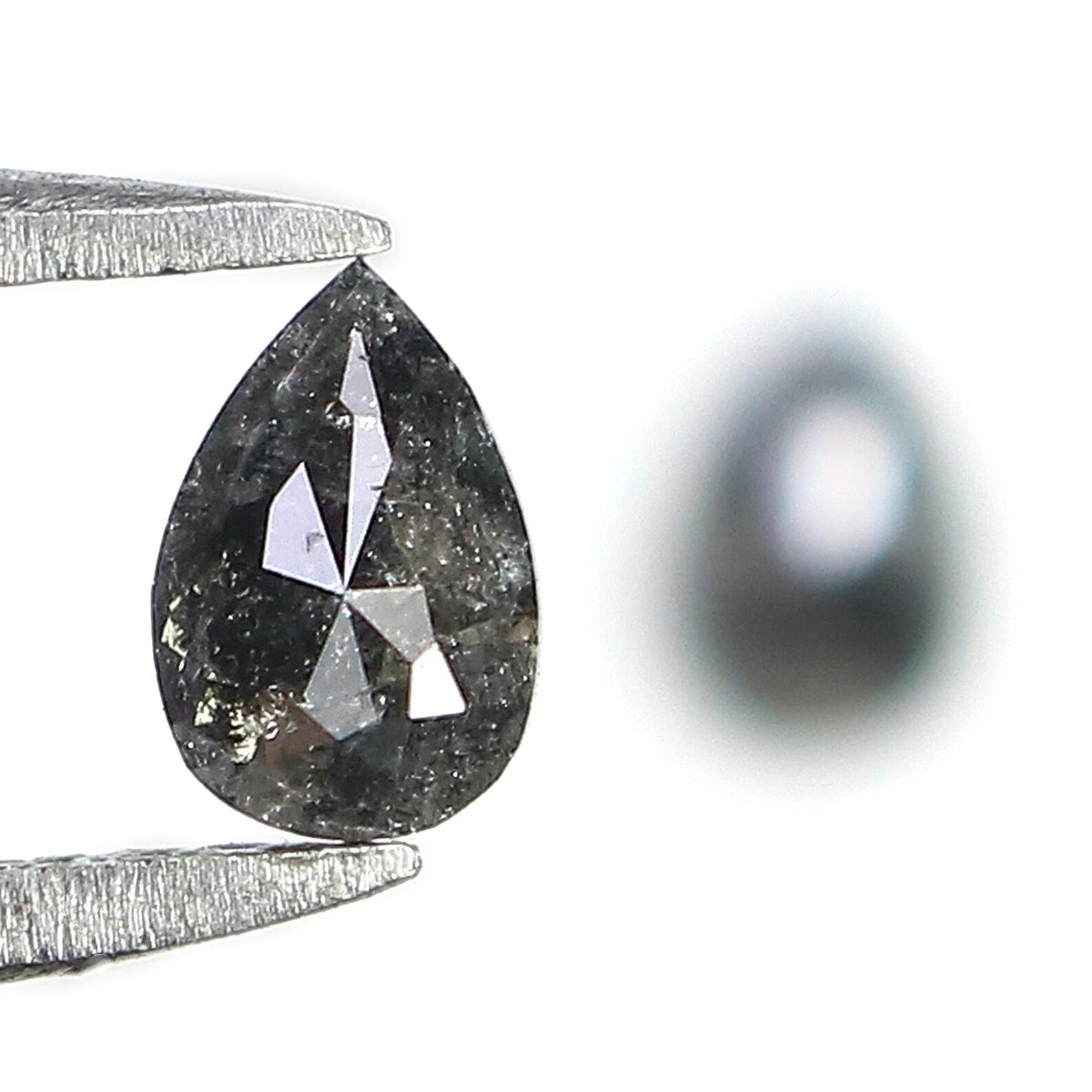 0.47 CT Natural Loose Pear Cut Pair Diamond Salt And Pepper Pear Shape Diamond 4.75 MM Natural Black Grey Color Pear Rose Cut Diamond QN942