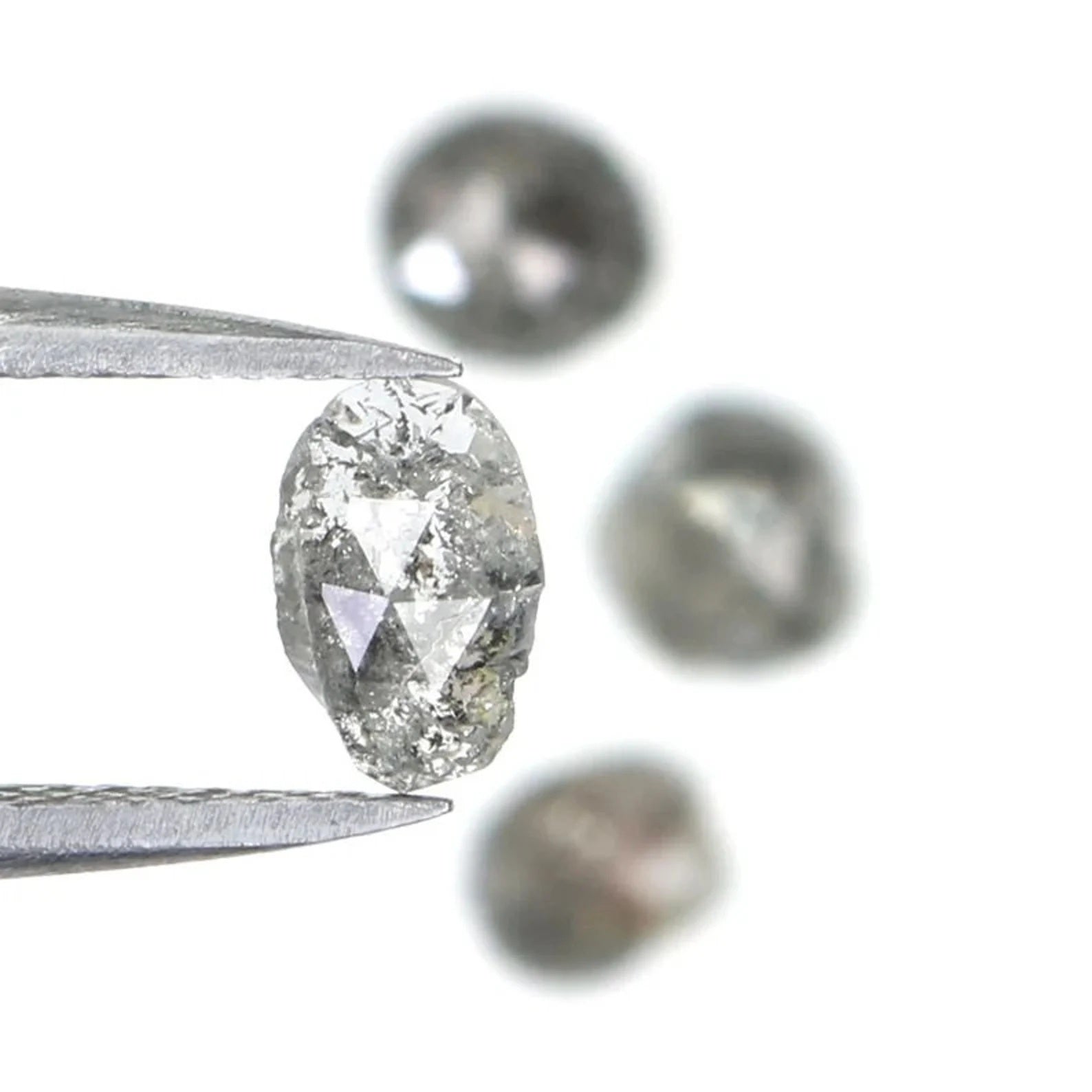 1.15 CT Natural Loose Slice Shape Diamond Salt And Pepper Slice Cut Diamond 4.70 MM Natural Black Gray Color Slice Rose Cut Diamond NQ2143