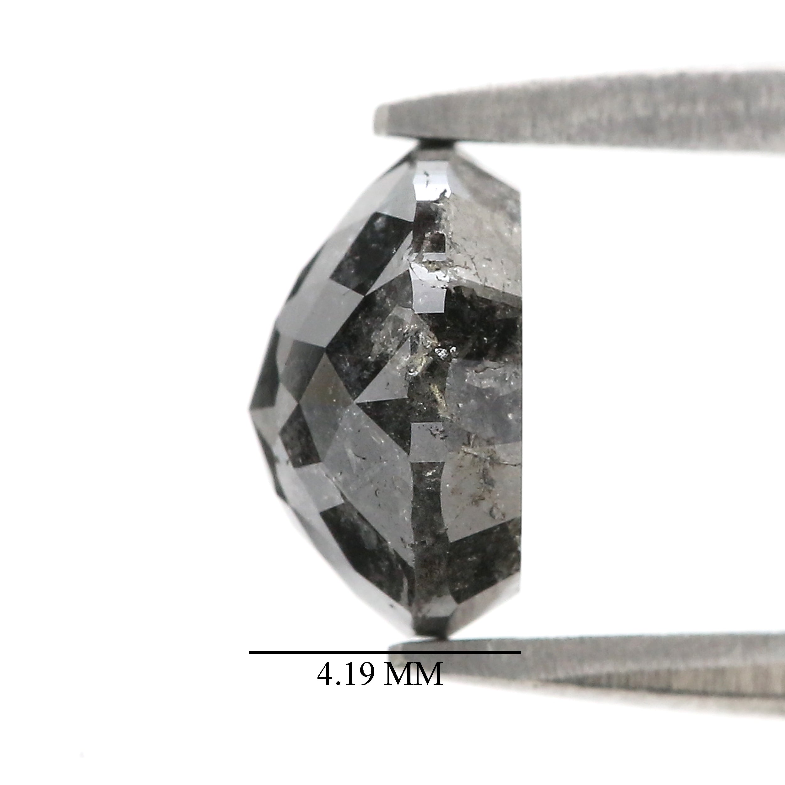 Natural Round Salt and Pepper Diamond 2.07 CT Loose Rose Cut Black Grey Stone 7.60 MM Rustic Diamond For Custom Engagement Ring L3684