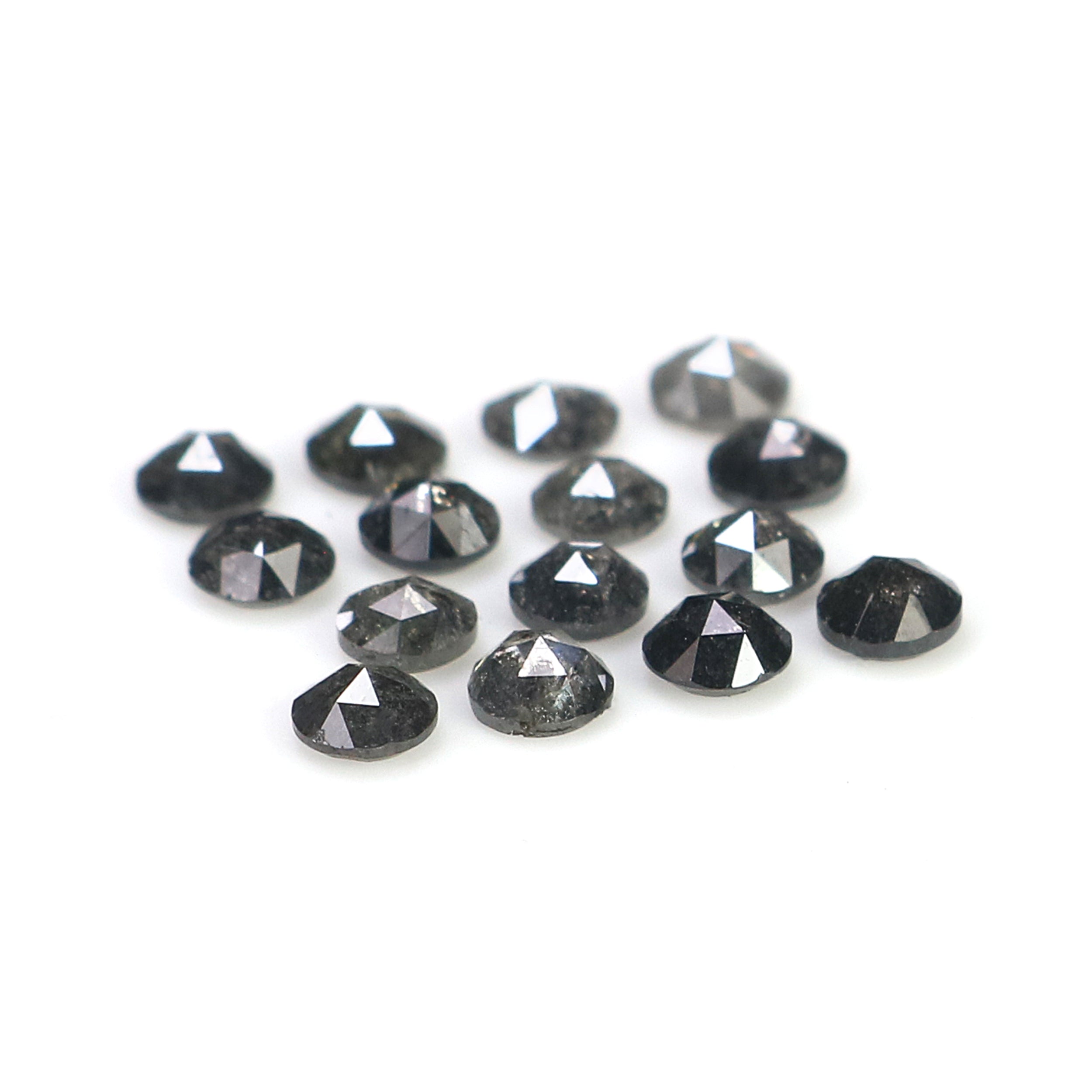 1.45 Ct Natural Loose Round Rose Cut Diamond Salt And Pepper Round Shape Diamond 2.70 MM Natural Black Grey Color Rose Cut Diamond L1822