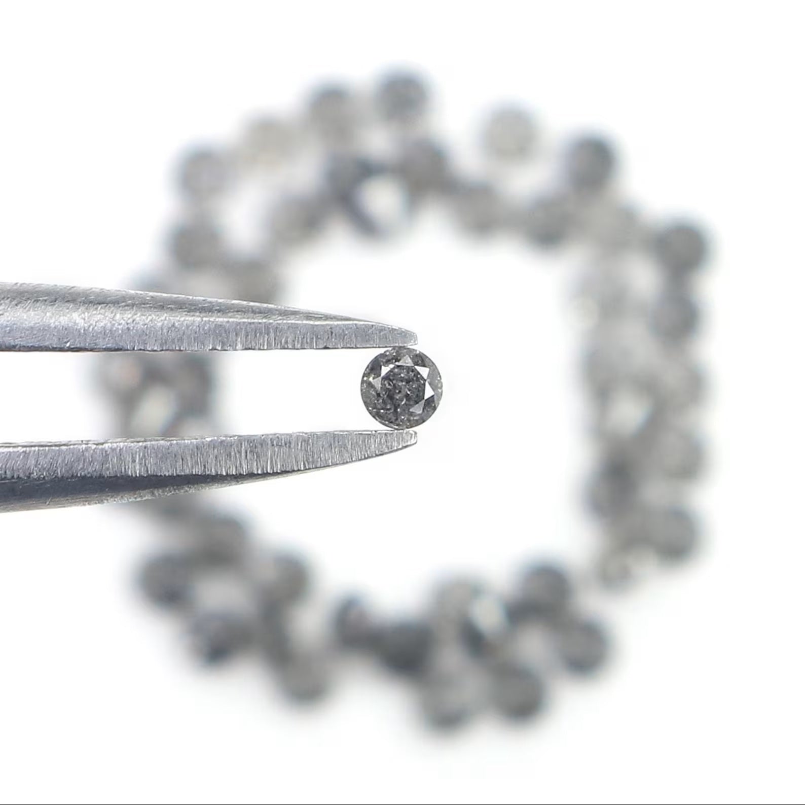 1.15 CT Natural Loose Round Shape Diamond Salt And Pepper Round Diamond 1.70 MM Natural Black Grey Color Round Brilliant Cut Diamond NQ706