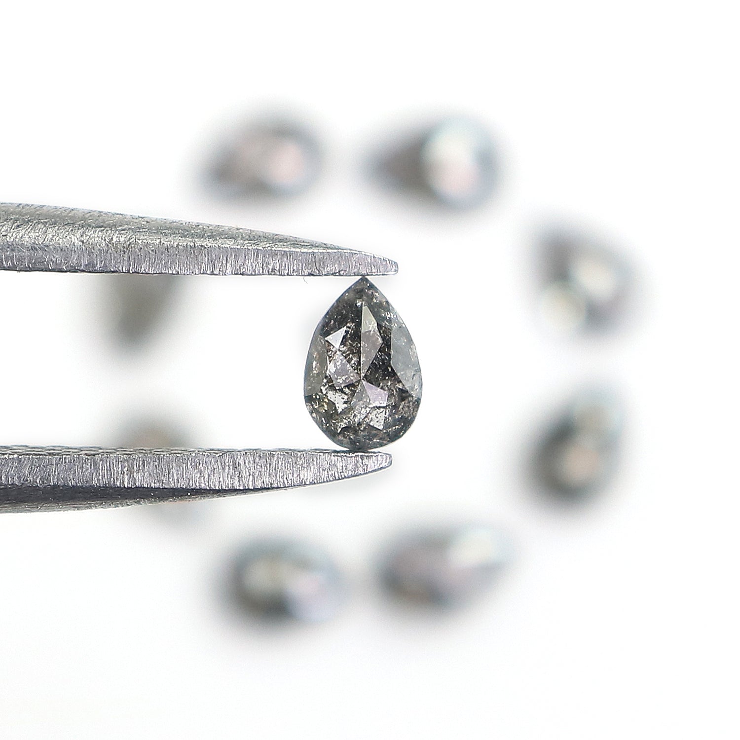 1.13 CT Natural Loose Pear Shape Diamond Salt And Pepper Pear Diamond 3.60 MM Natural Loose Black Grey Color Pear Rose Cut Diamond QL1284