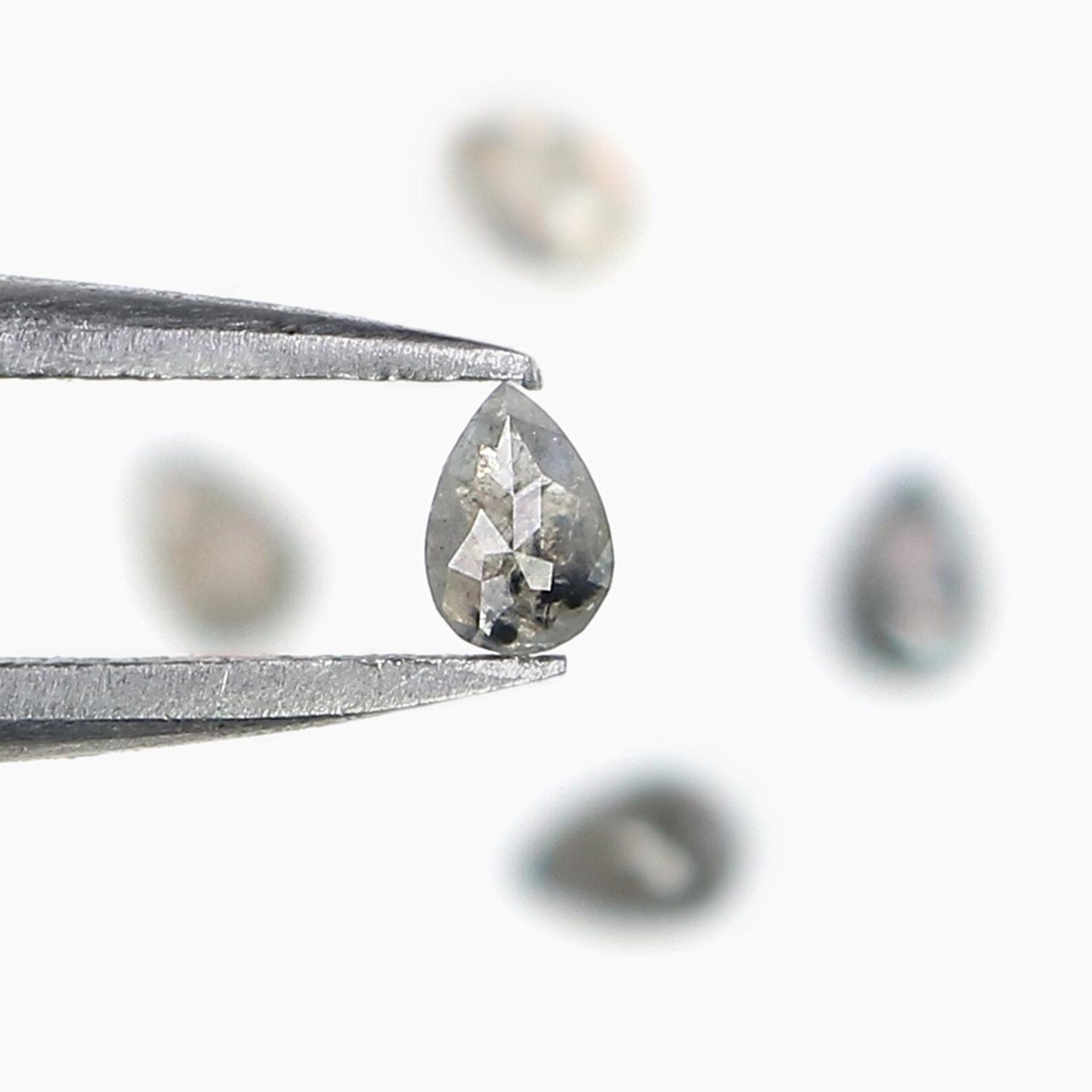 0.47 CT Natural Loose Pear Shape Diamond Salt And Pepper Pear Diamond 3.75 MM Natural Loose Black Grey Color Pear Rose Cut Diamond NQ2328