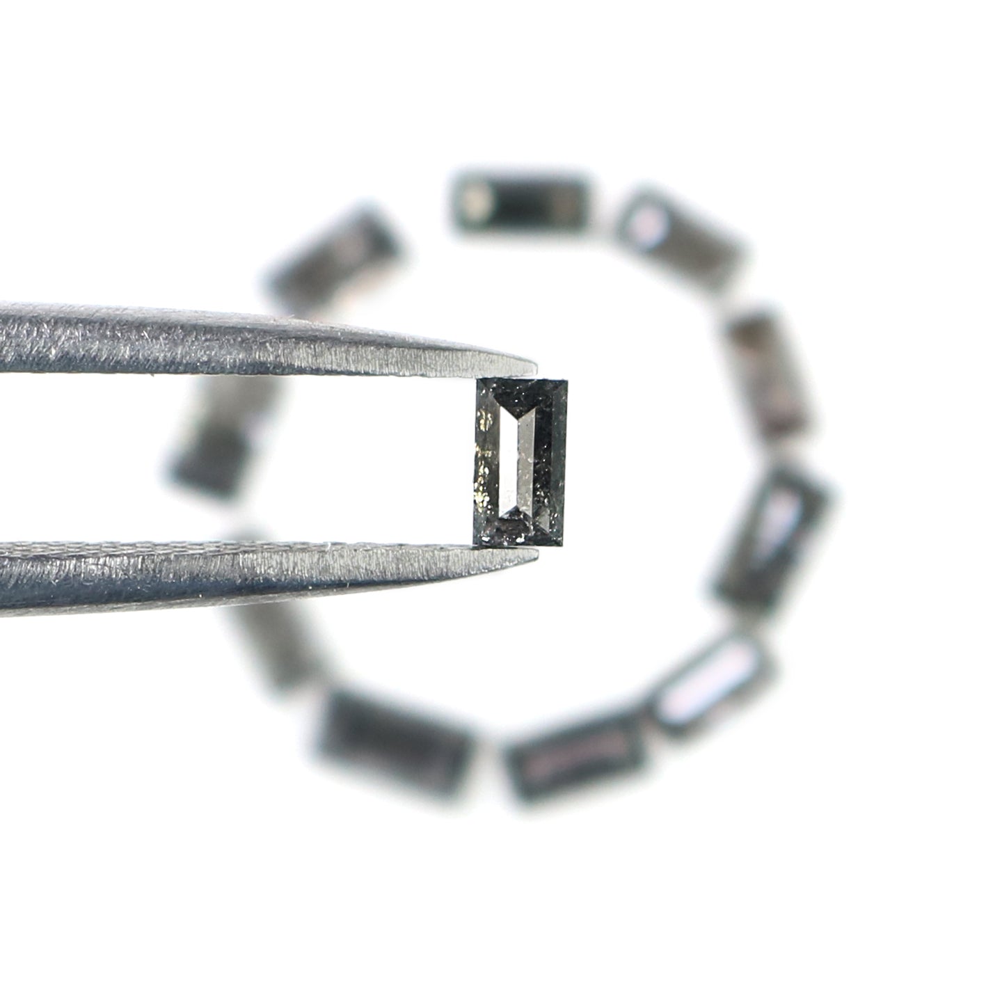 1.33 CT Natural Loose Baguette Cut Diamond Salt And Pepper Baguette Diamond 3.50 MM Natural Black Grey Color Baguette Rose Cut Diamond N1895