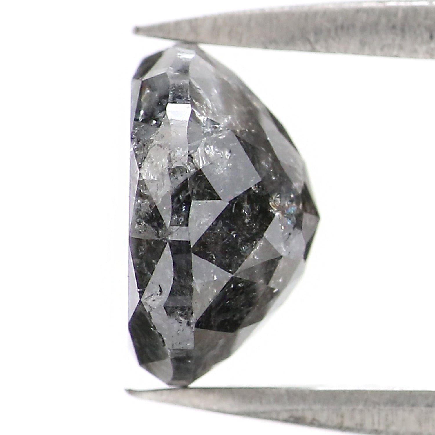 2.49 CT Natural Loose Round Rose Cut Diamond Salt And Pepper Round Diamond 8.15 MM Natural Loose Black Grey Color Rose Cut Diamond QL202