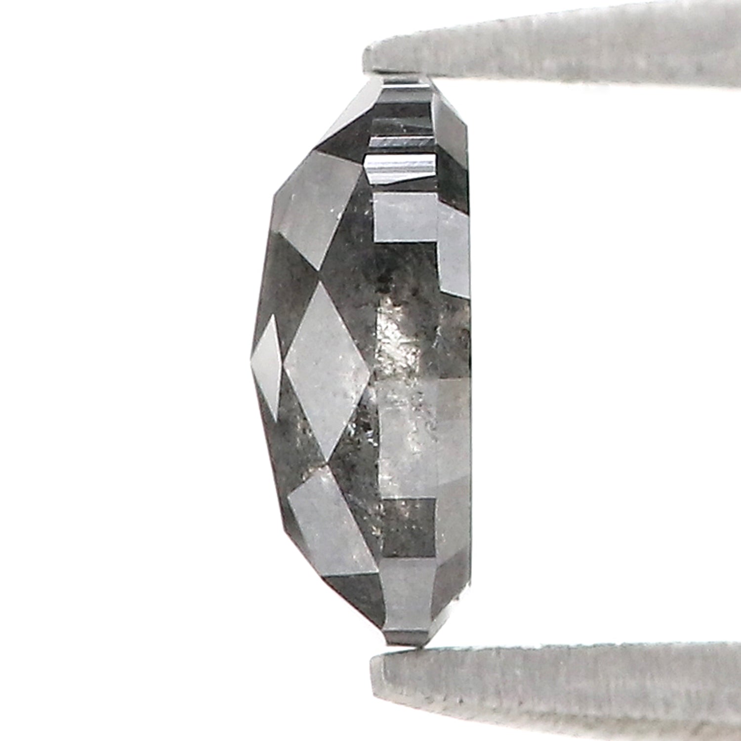 0.87 CT Natural Loose Oval Shape Diamond Salt And Pepper Oval Rose Cut Diamond 6.70 MM Black Grey Color Oval Shape Rose Cut Diamond LQ2059