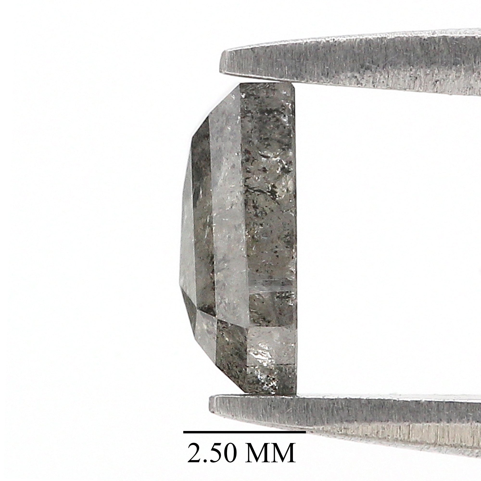 Natural Coffin Salt and Pepper Diamond 0.97 CT Loose Rose Cut Black Grey Color Stone 6.70 MM Rustic Diamond For Custom Engagement Ring L3677